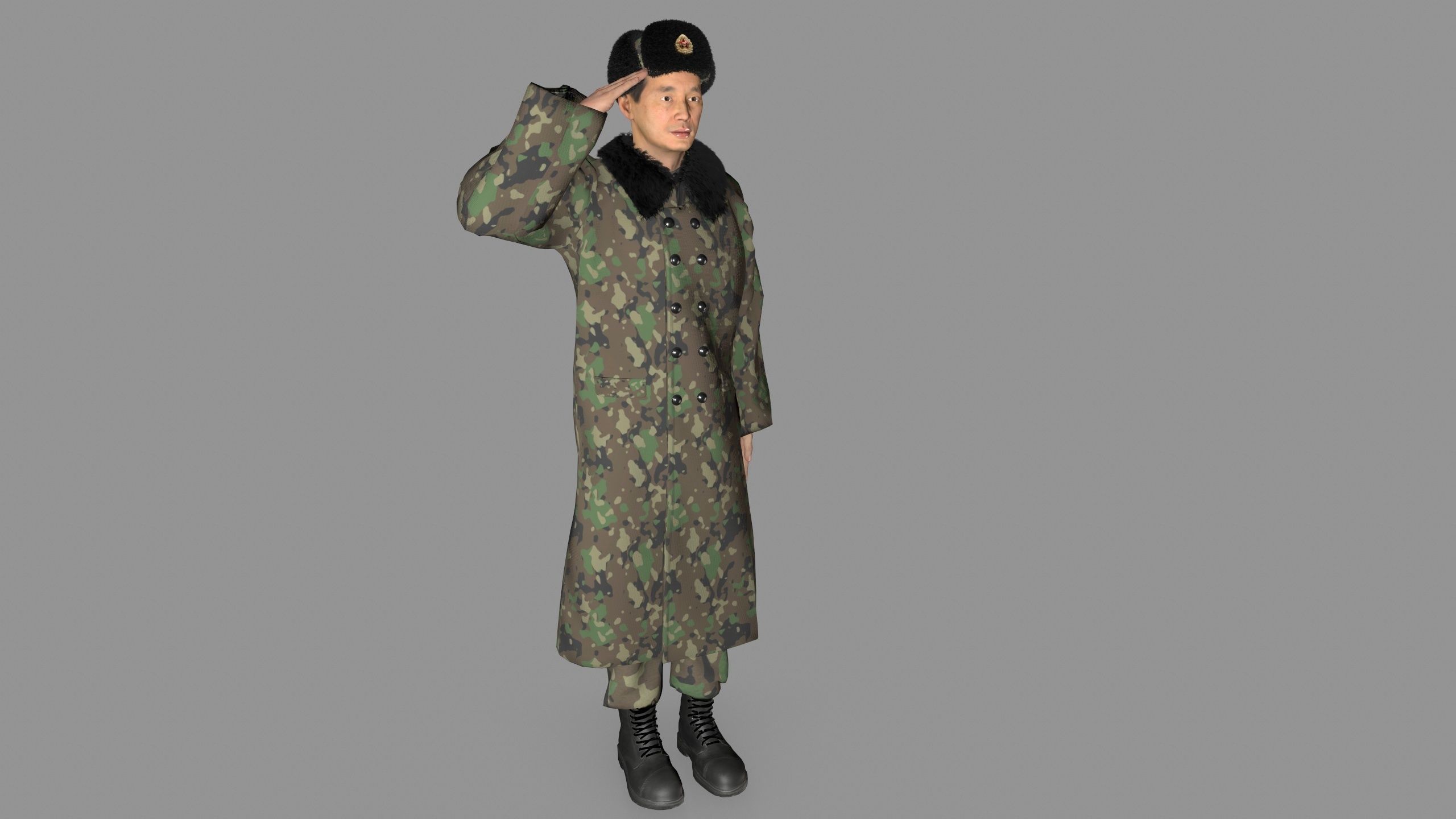 chinese soldier  Low-poly 3D model_5