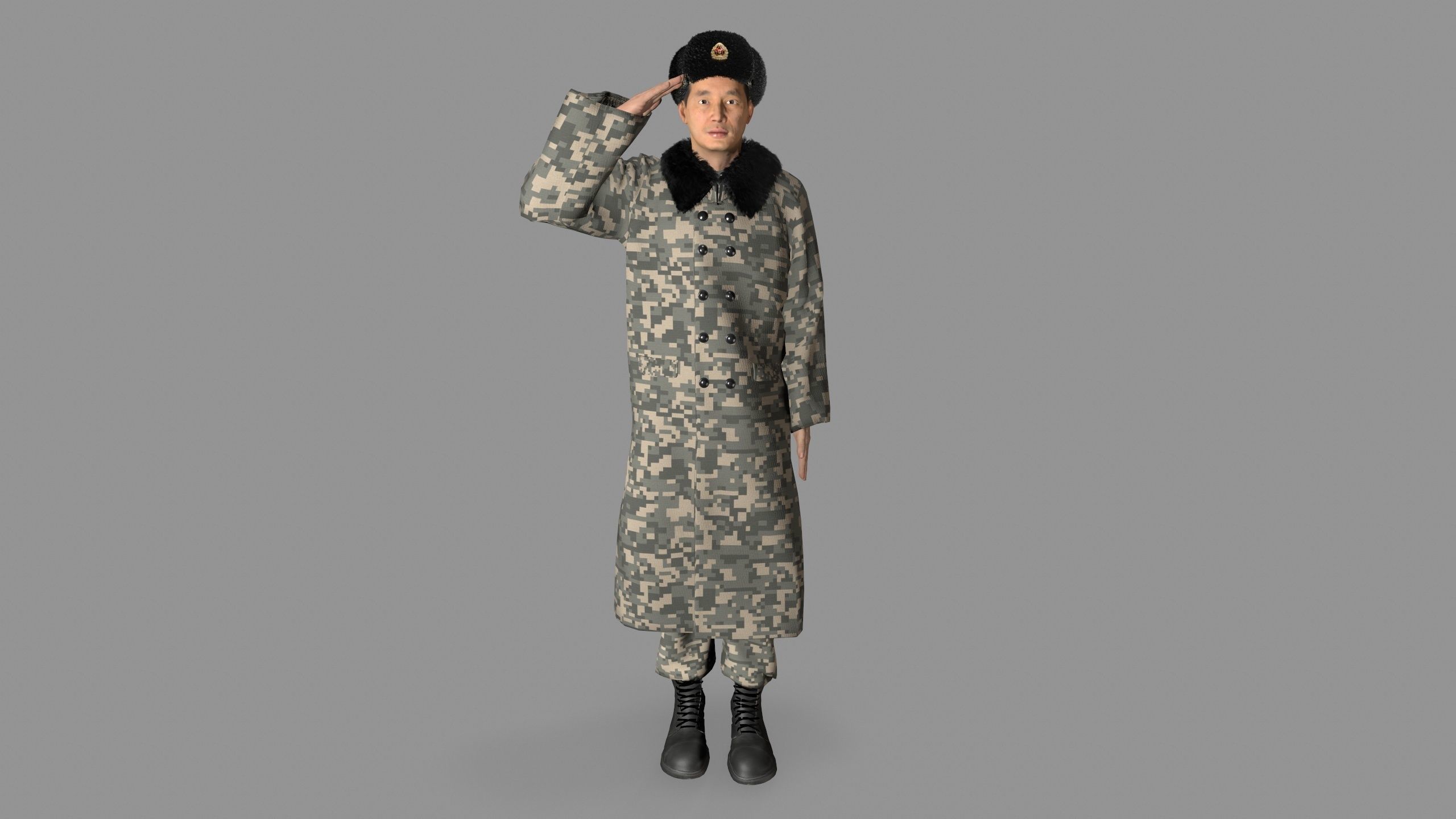chinese soldier  Low-poly 3D model_11