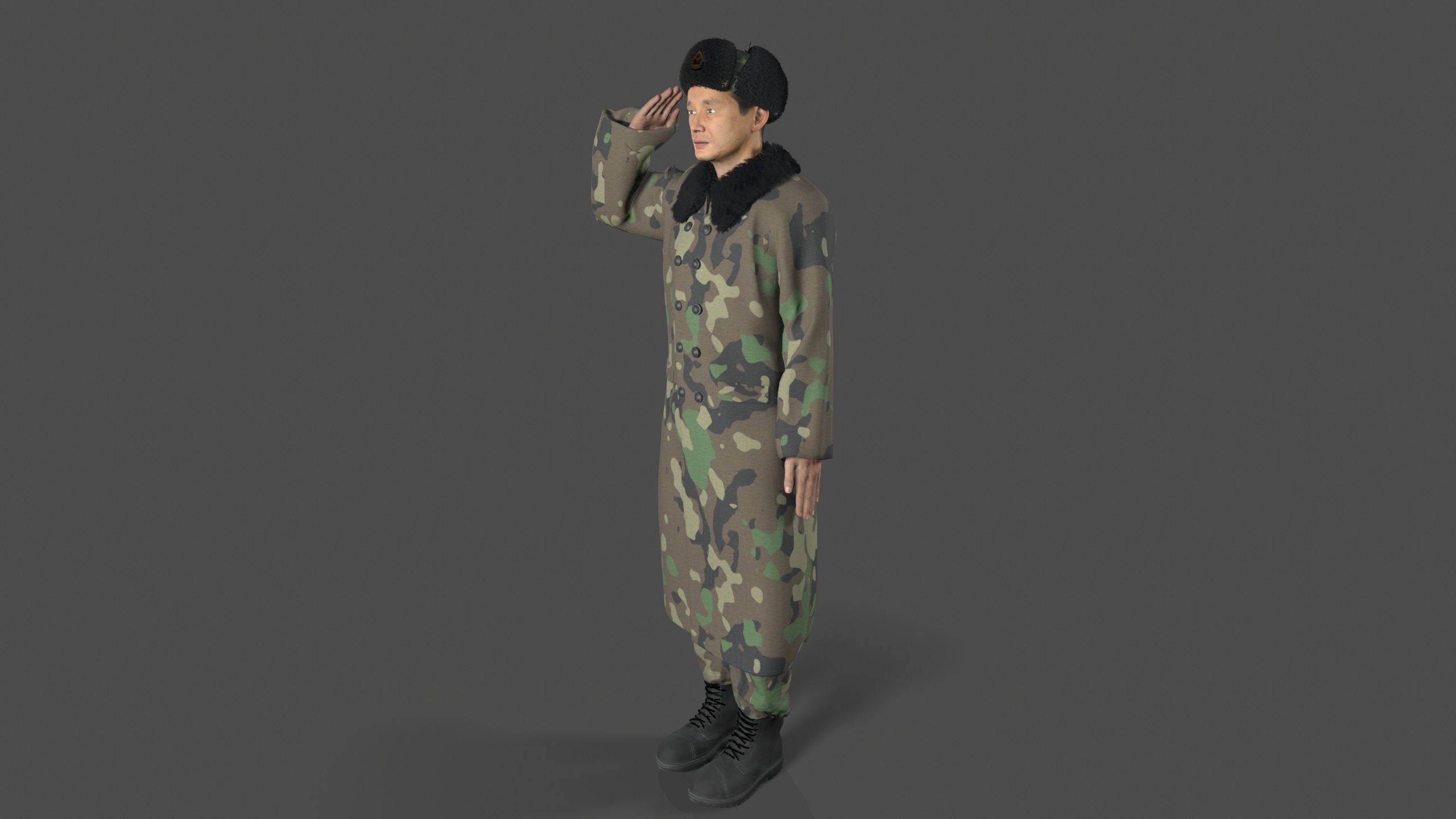 chinese soldier  Low-poly 3D model_16