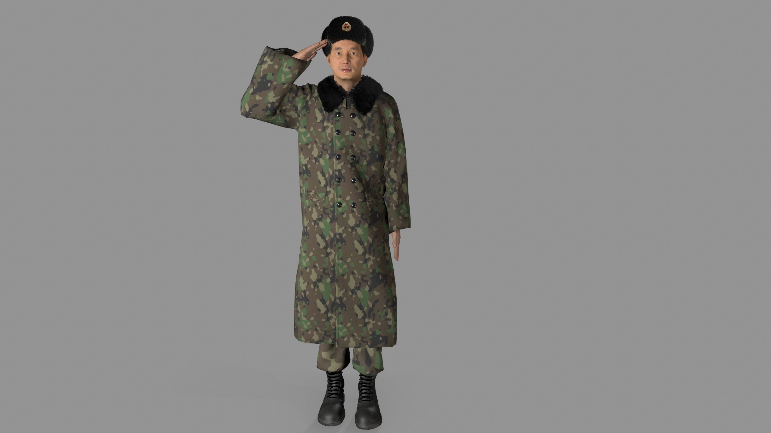 chinese soldier  Low-poly 3D model_4