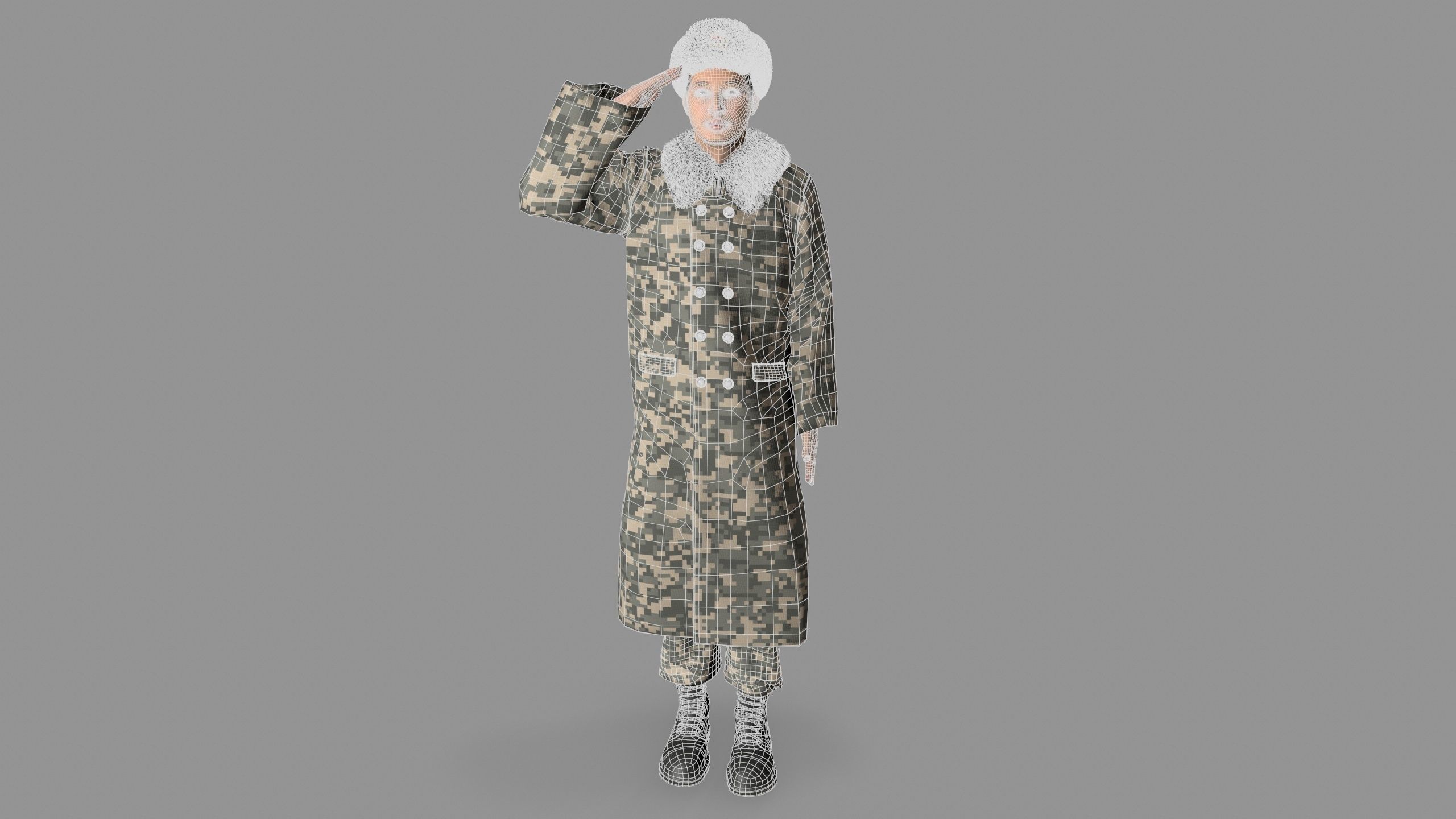 chinese soldier  Low-poly 3D model_20