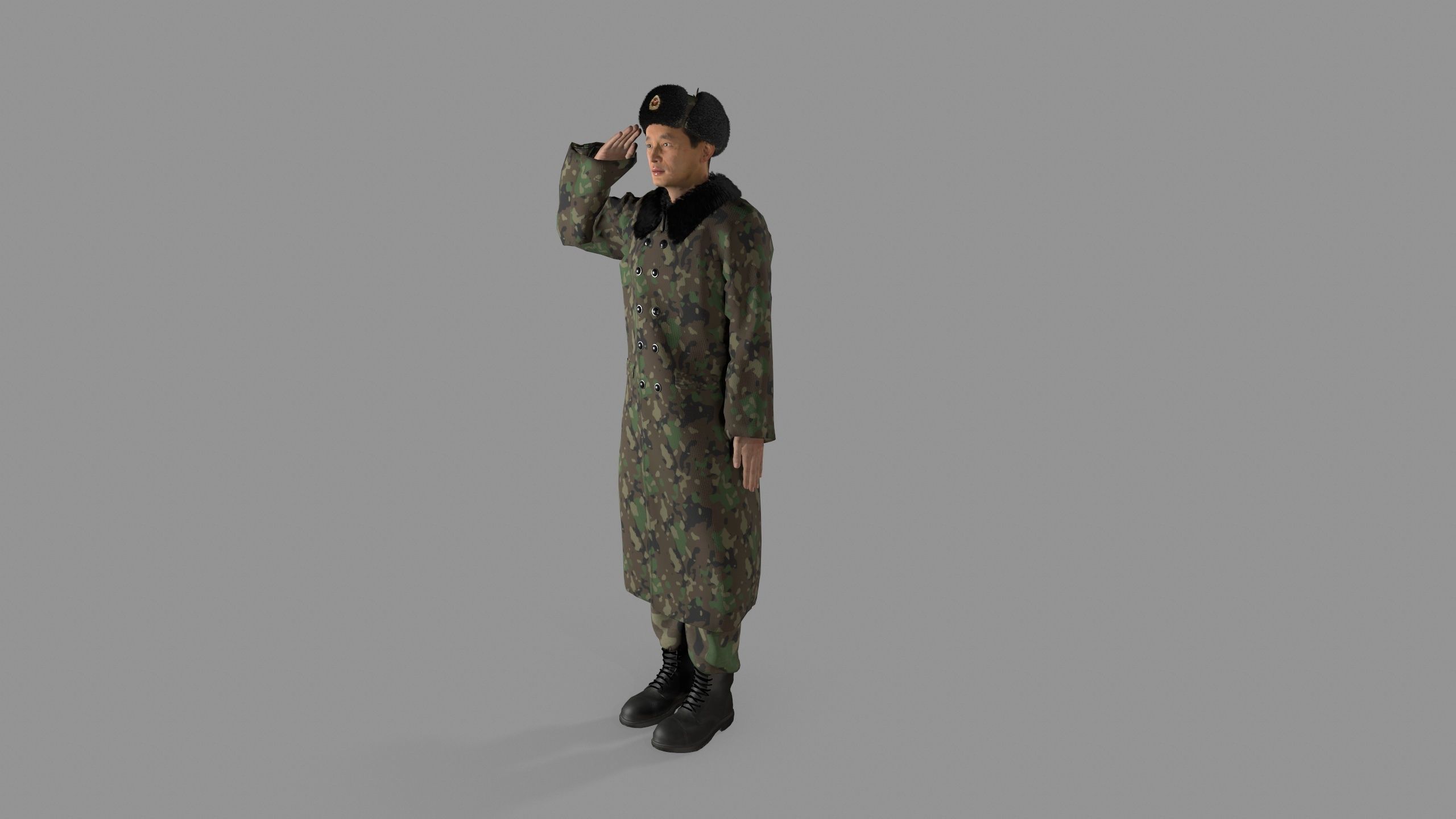 chinese soldier  Low-poly 3D model_3