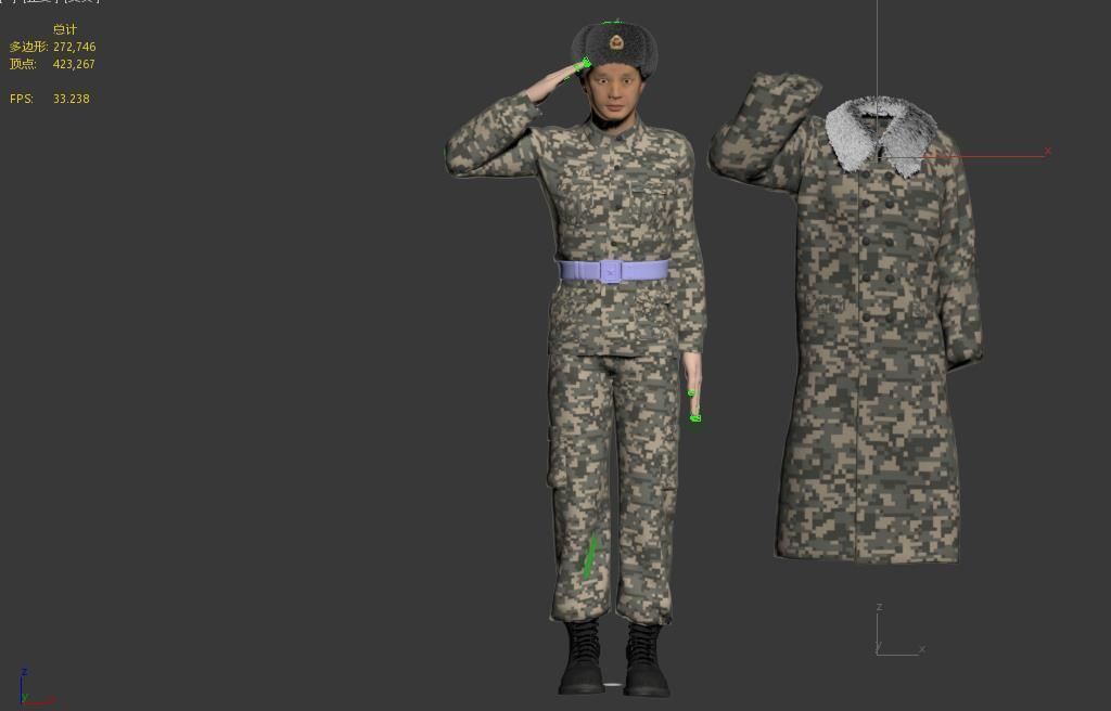 chinese soldier  Low-poly 3D model_12