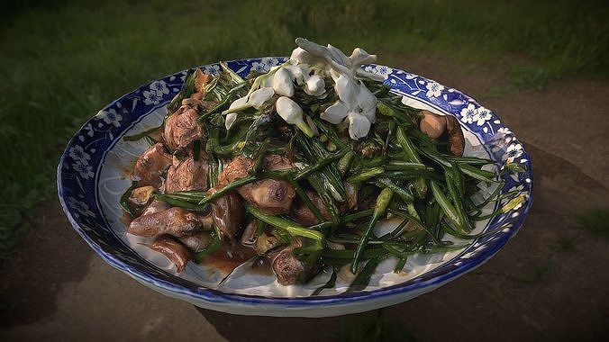 Stir fried Garlic Low-poly 3D model 3