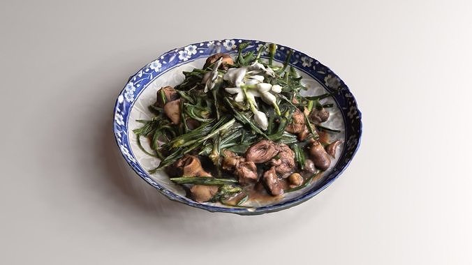 Stir fried Garlic Low-poly 3D model 2