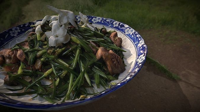 Stir fried Garlic Low-poly 3D model 6