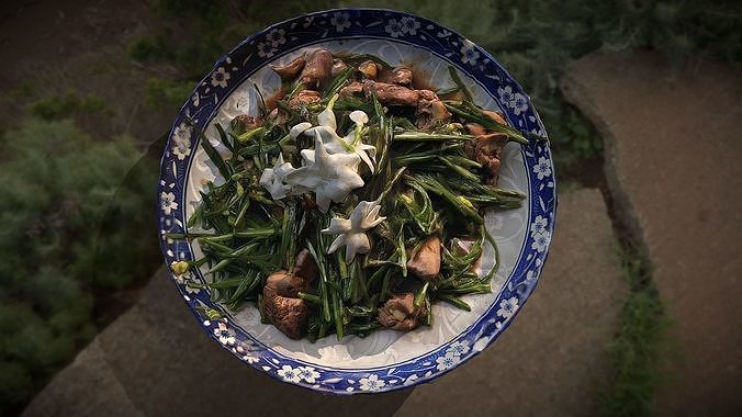 Stir fried Garlic Low-poly 3D model 7