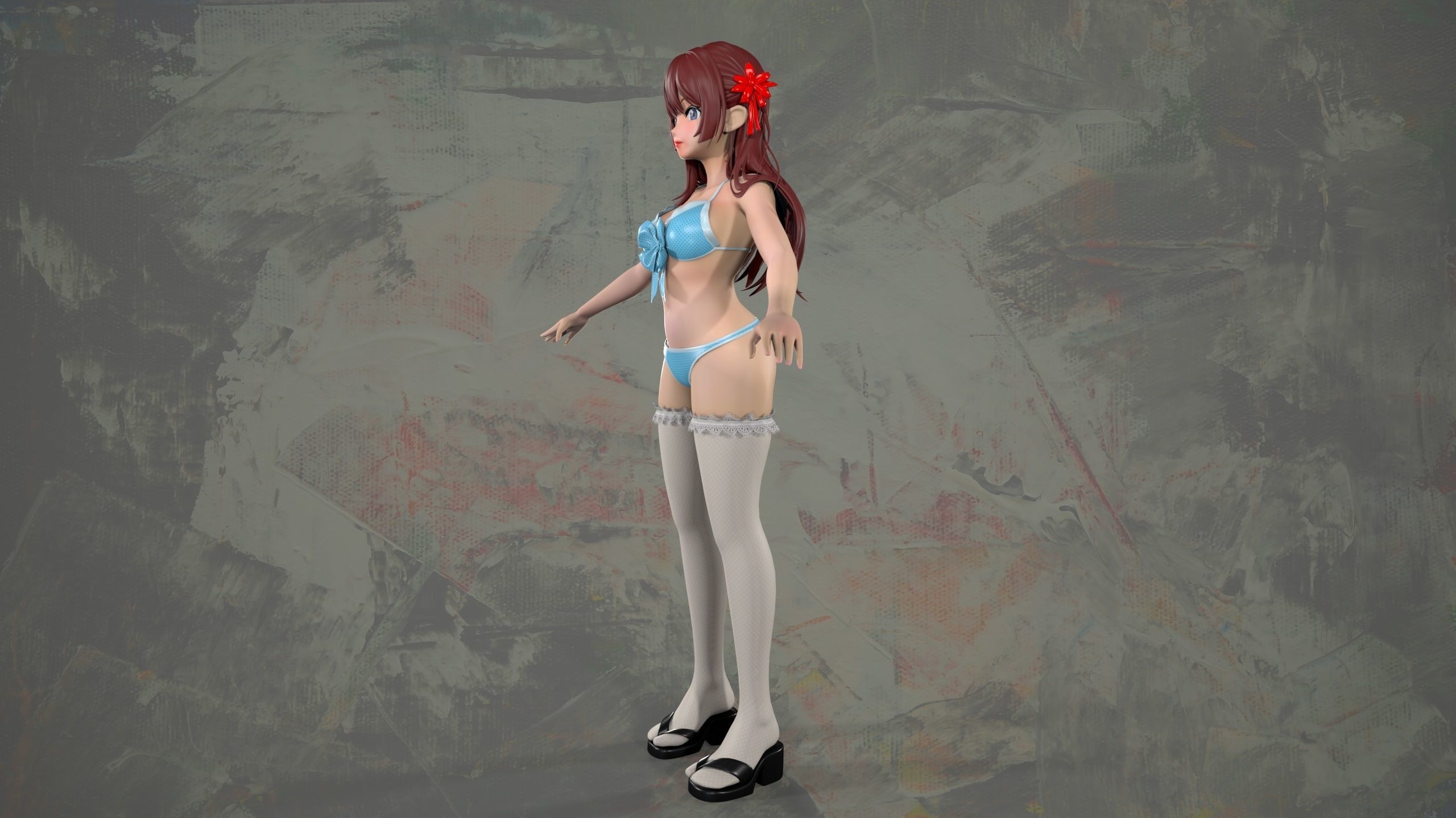 miku cartoon 3D model_6