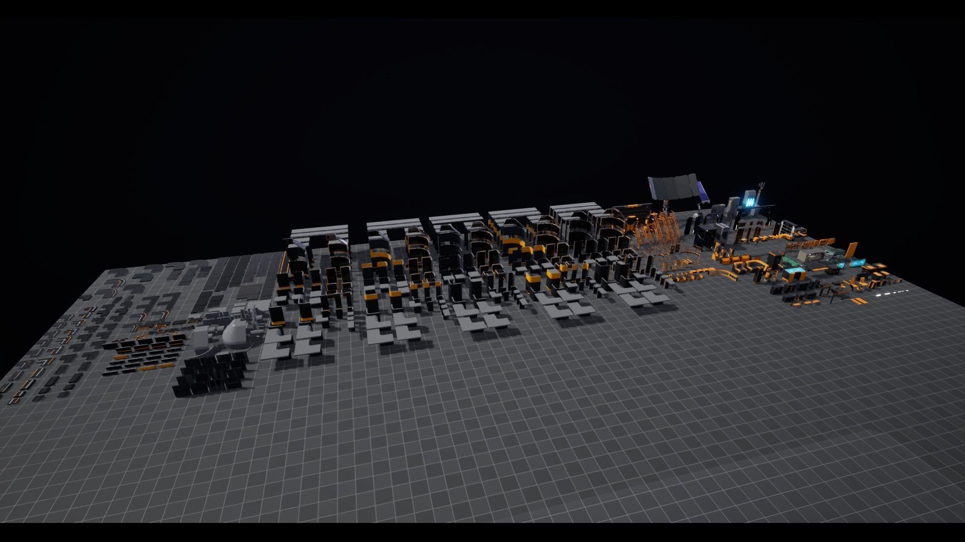 Modular Scifi Base pack all colors customizable Low-poly 3D model_2