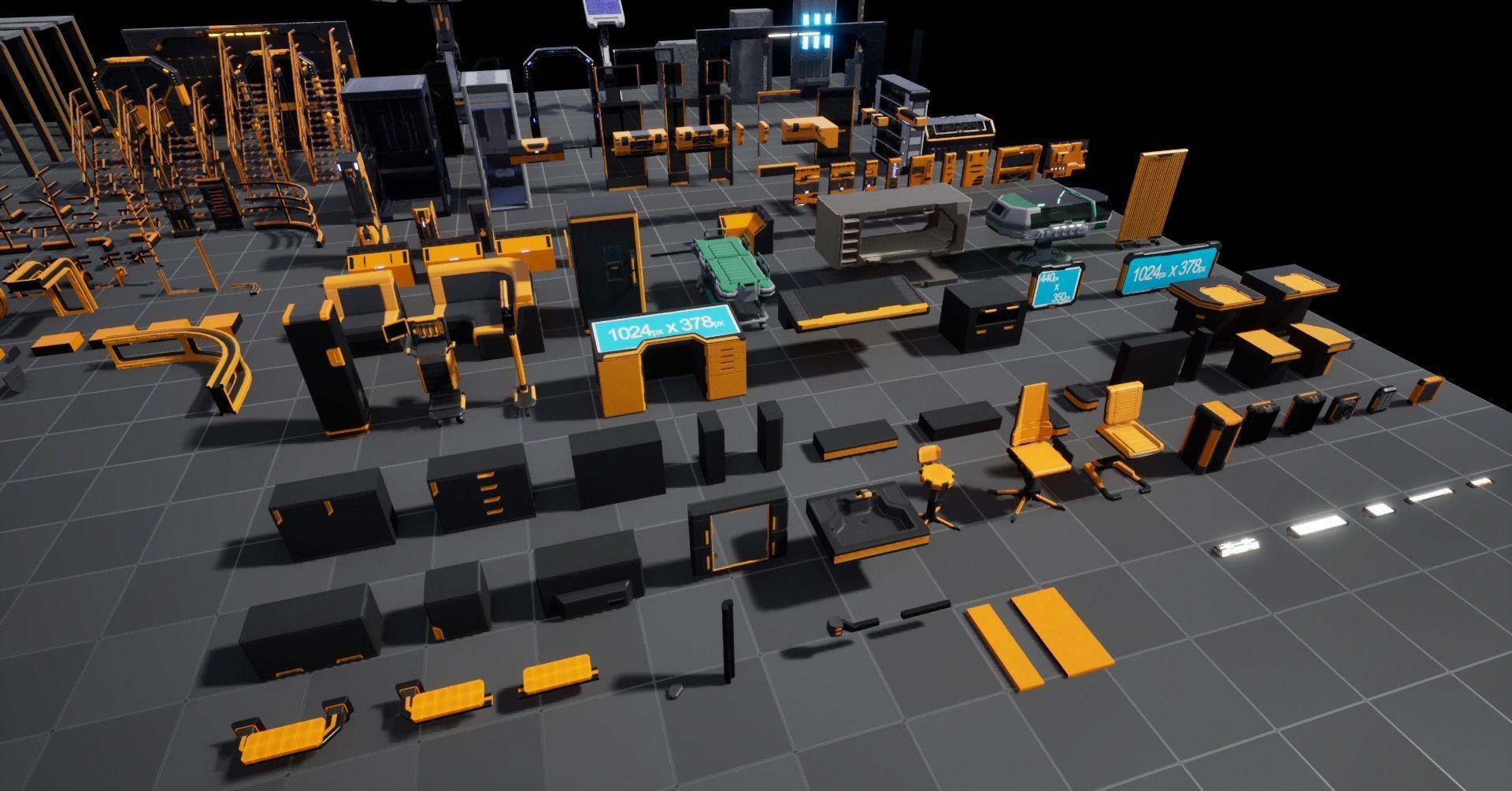 Modular Scifi Base pack all colors customizable Low-poly 3D model_11