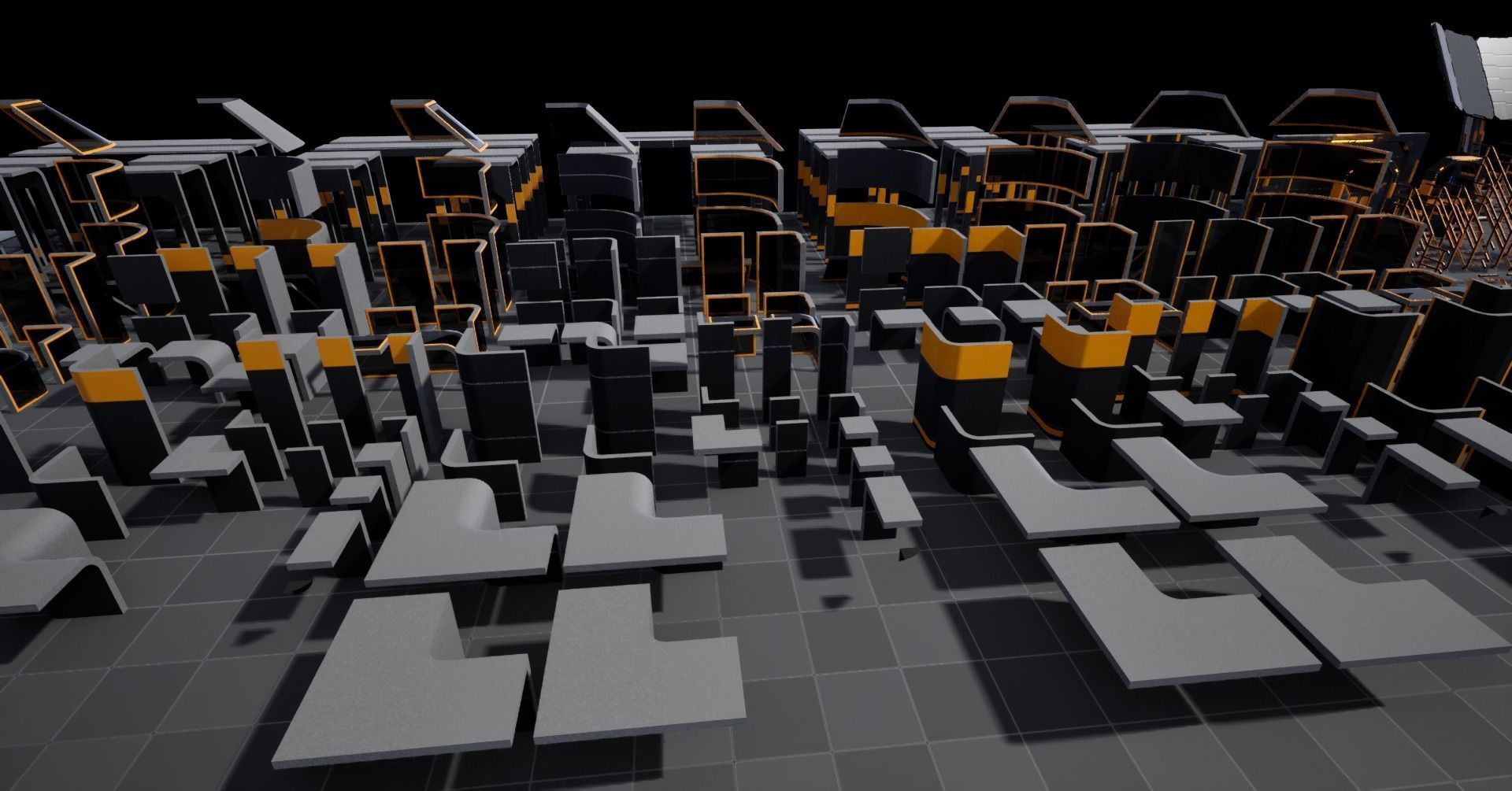 Modular Scifi Base pack all colors customizable Low-poly 3D model_7