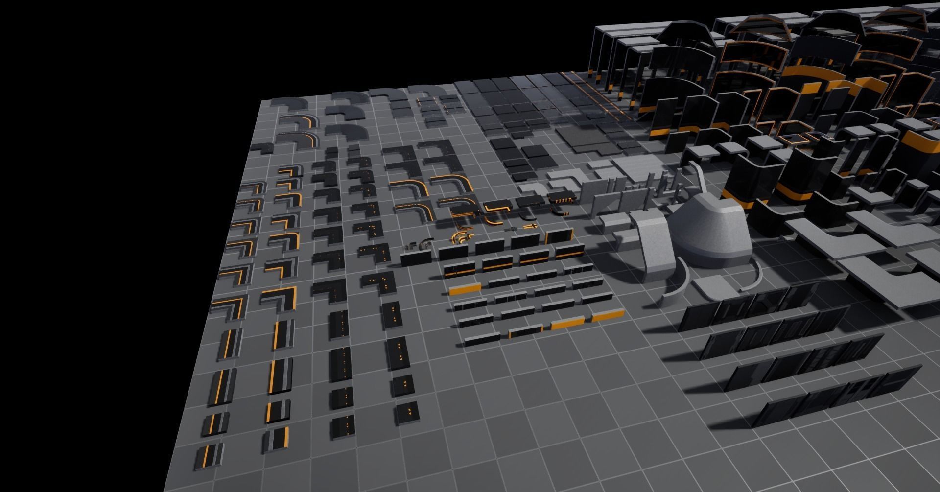 Modular Scifi Base pack all colors customizable Low-poly 3D model_3