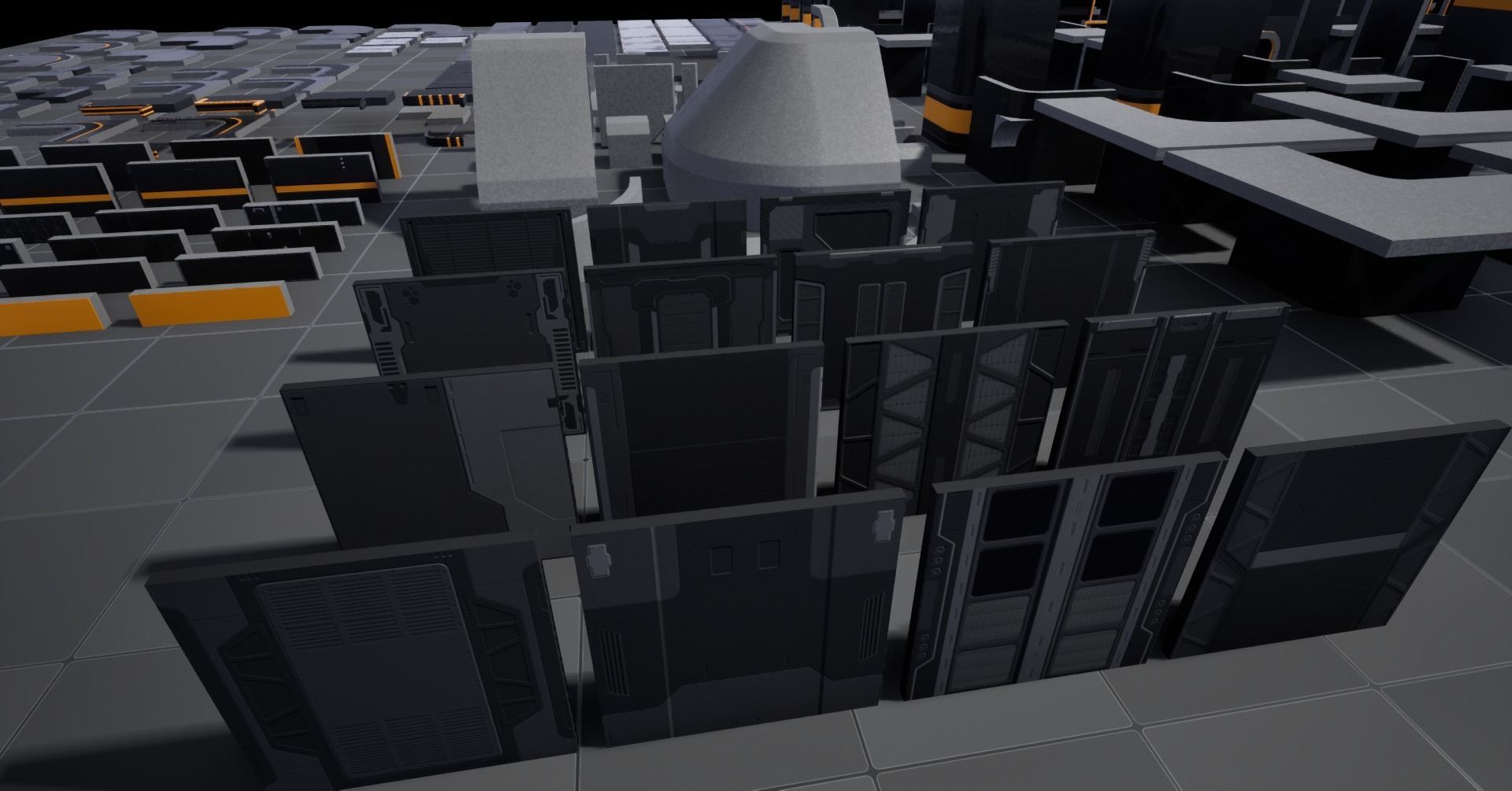 Modular Scifi Base pack all colors customizable Low-poly 3D model_5