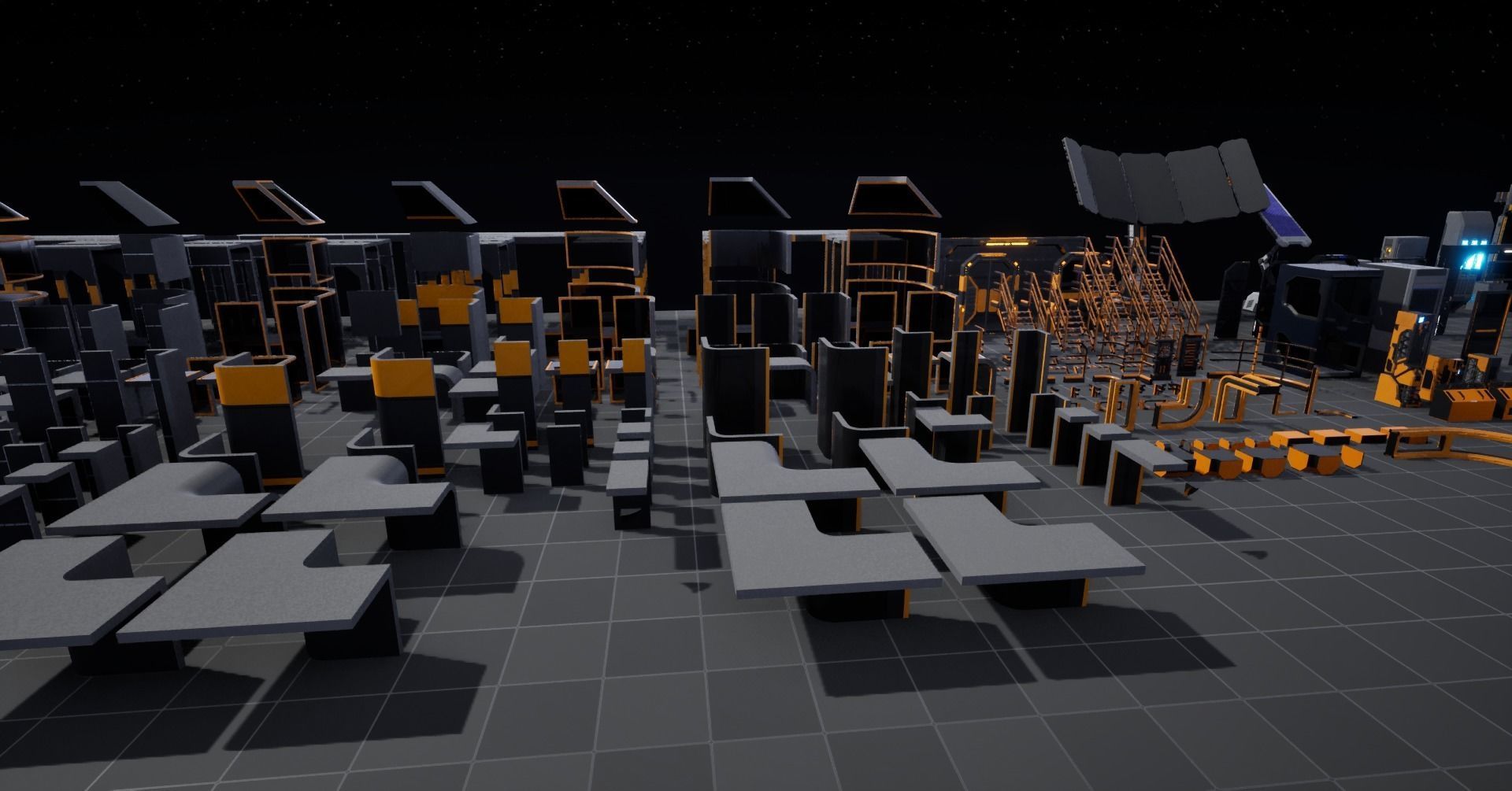 Modular Scifi Base pack all colors customizable Low-poly 3D model_8