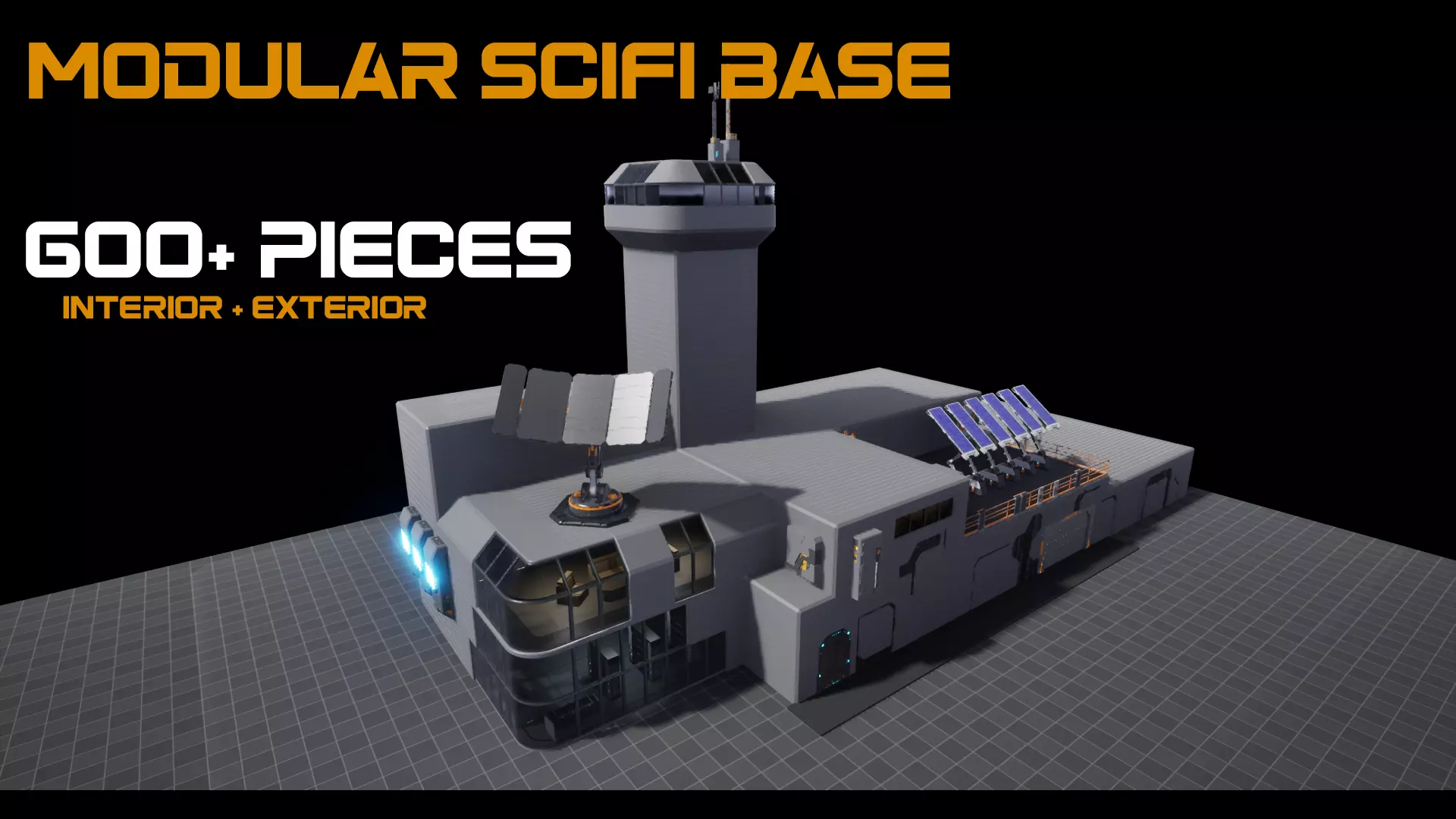 Modular Scifi Base pack all colors customizable Low-poly 3D model_0