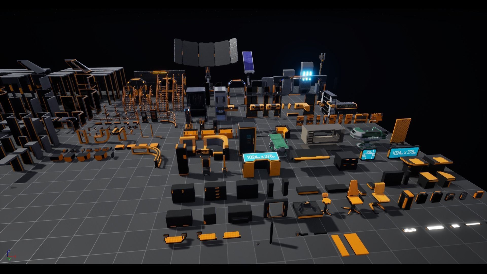 Modular Scifi Base pack all colors customizable Low-poly 3D model_4