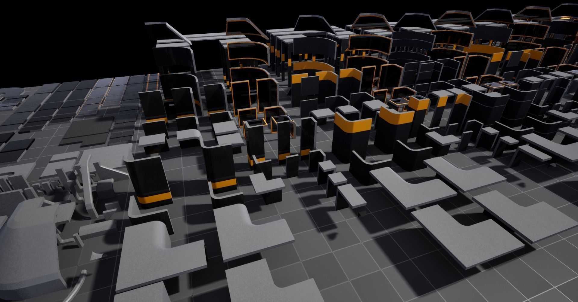 Modular Scifi Base pack all colors customizable Low-poly 3D model_6