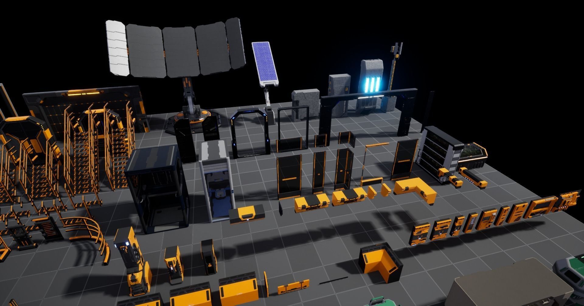 Modular Scifi Base pack all colors customizable Low-poly 3D model_10