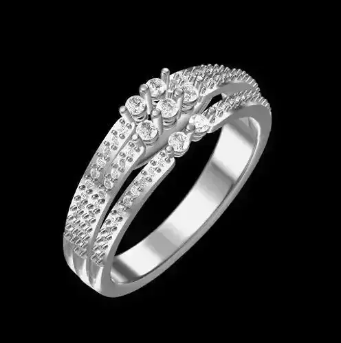Stylish Three Layers Engagement Diamond Ring 3D print model