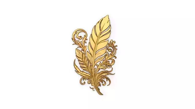 feather decor set wall mural 01 3D model