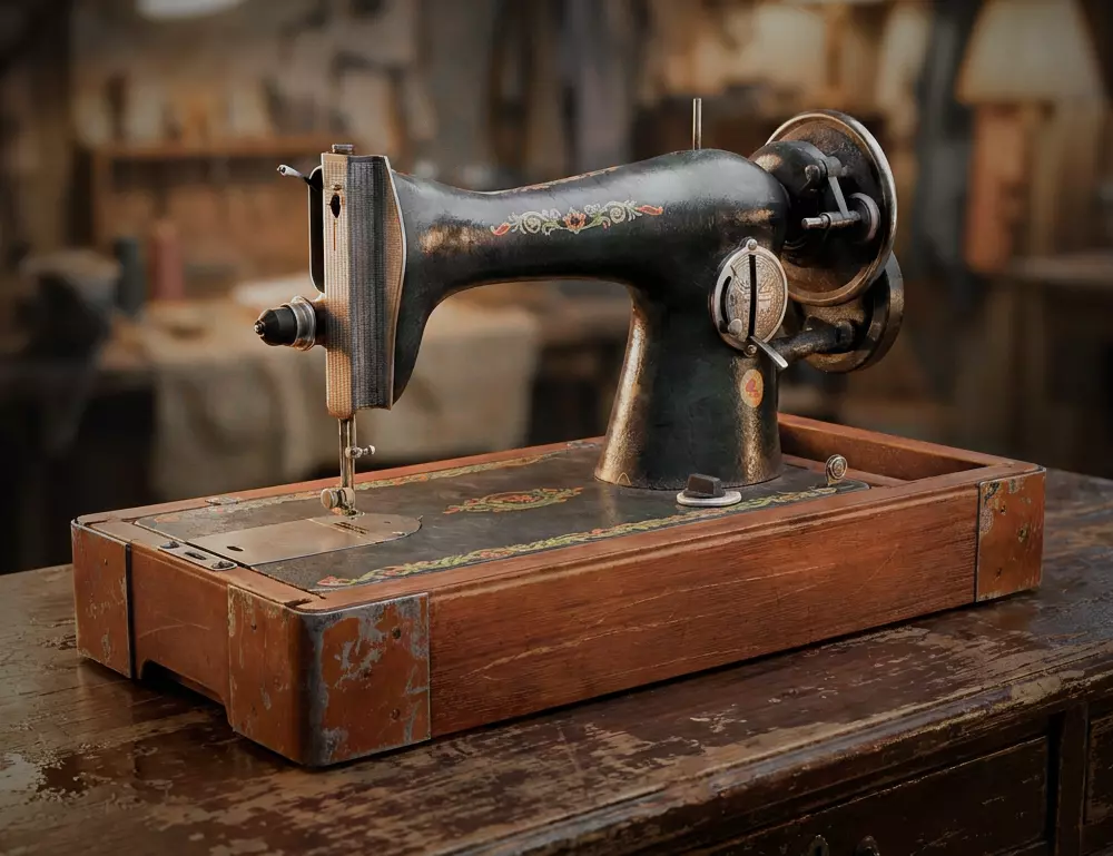 Vintage Sewing Machine Game Ready PBR Nanite DA1 Low-poly 3D model