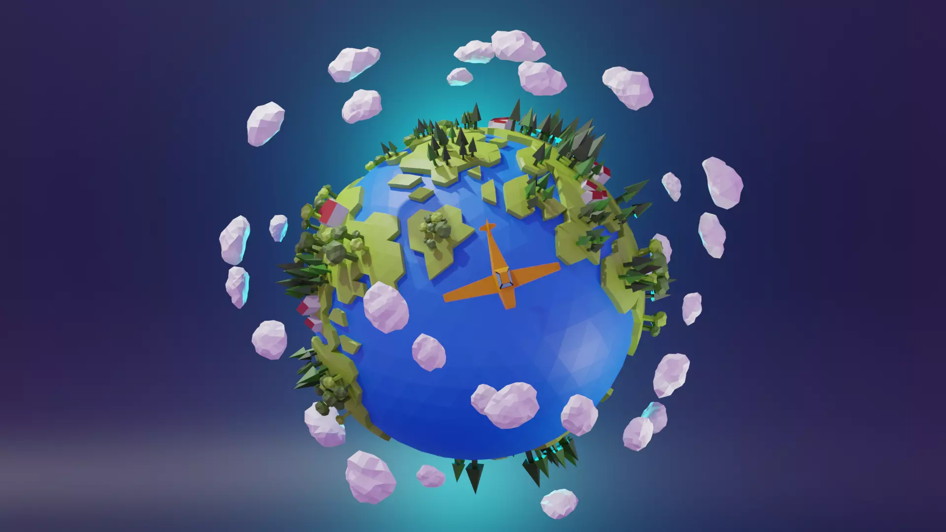 New Colorful World Low Poly 3D Creative eco-friendly world Low-poly 3D model_0