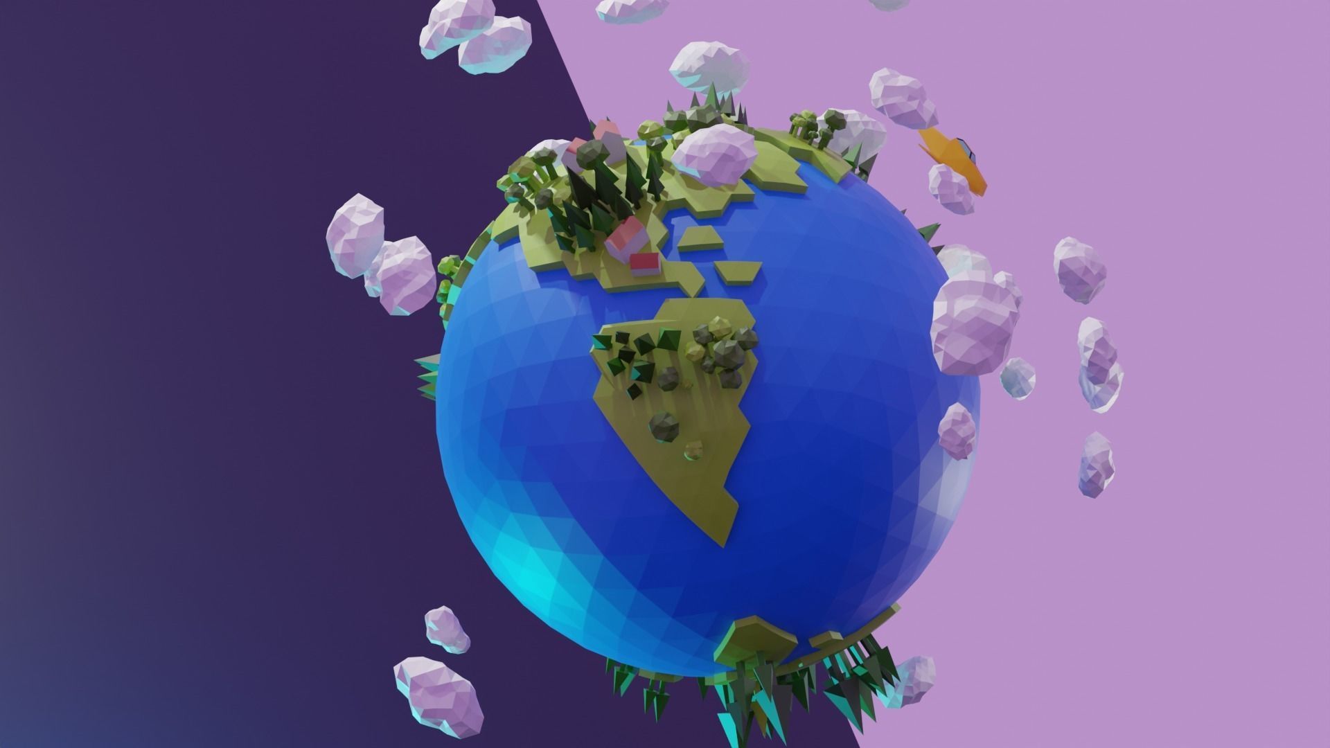 New Colorful World Low Poly 3D Creative eco-friendly world Low-poly 3D model_1
