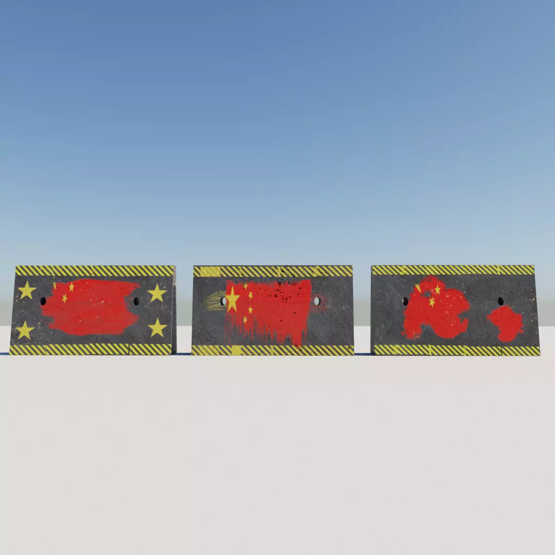 China concrete blockade Low-poly 3D model