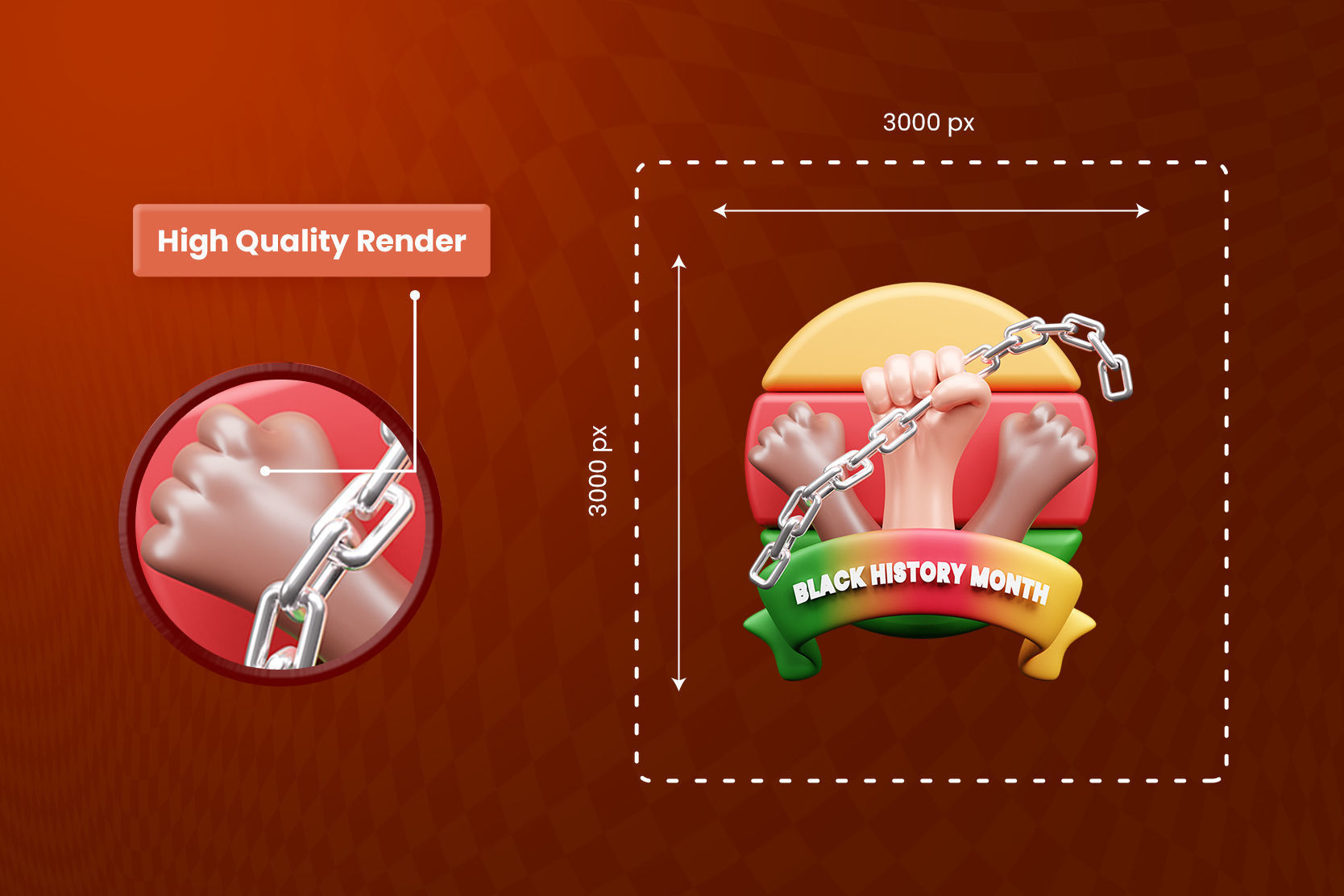 Black History Month 3d  Icon 3D model_3