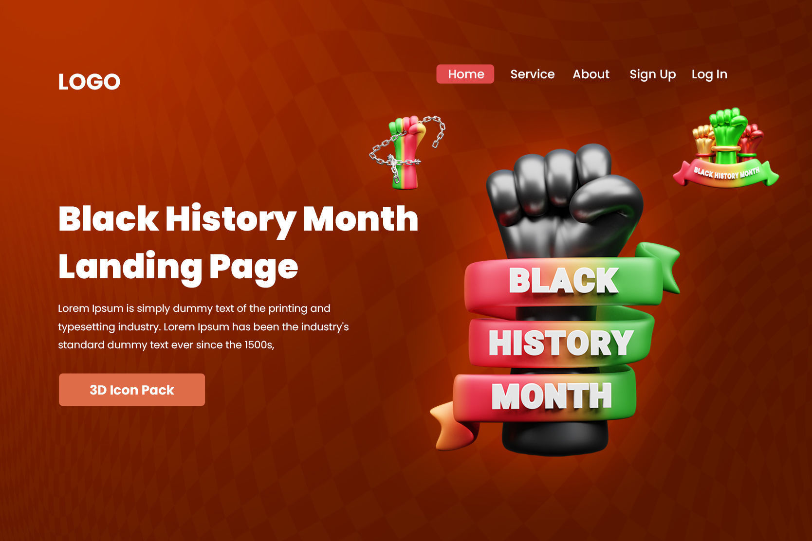 Black History Month 3d  Icon 3D model_4