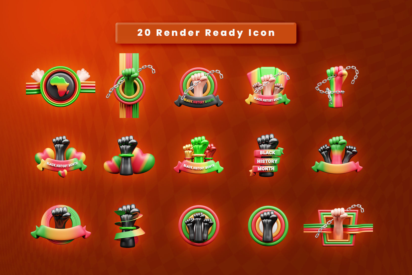 Black History Month 3d  Icon 3D model_1