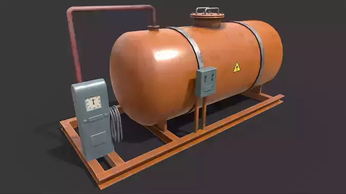 Low-poly 3D model of a gas station