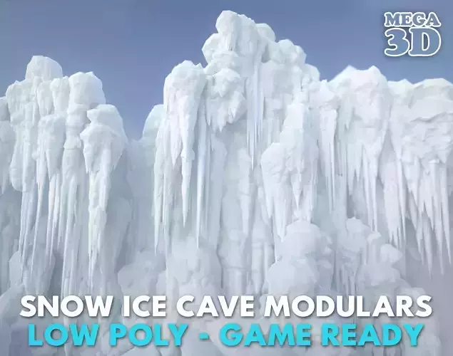 42 Low poly Ice Cave Modulars - 240103 Low-poly 3D model