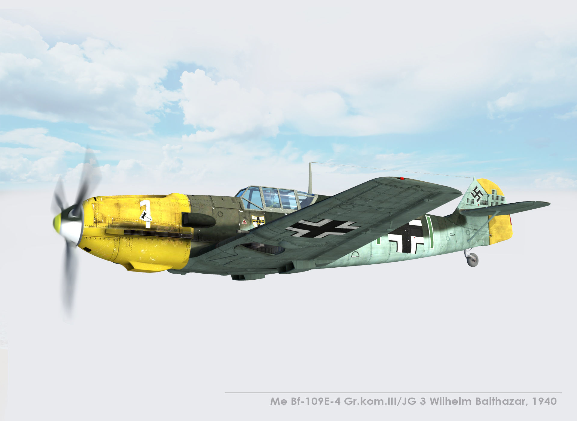  Messerschmitt Bf-109E-4 Green 1 3D model_2
