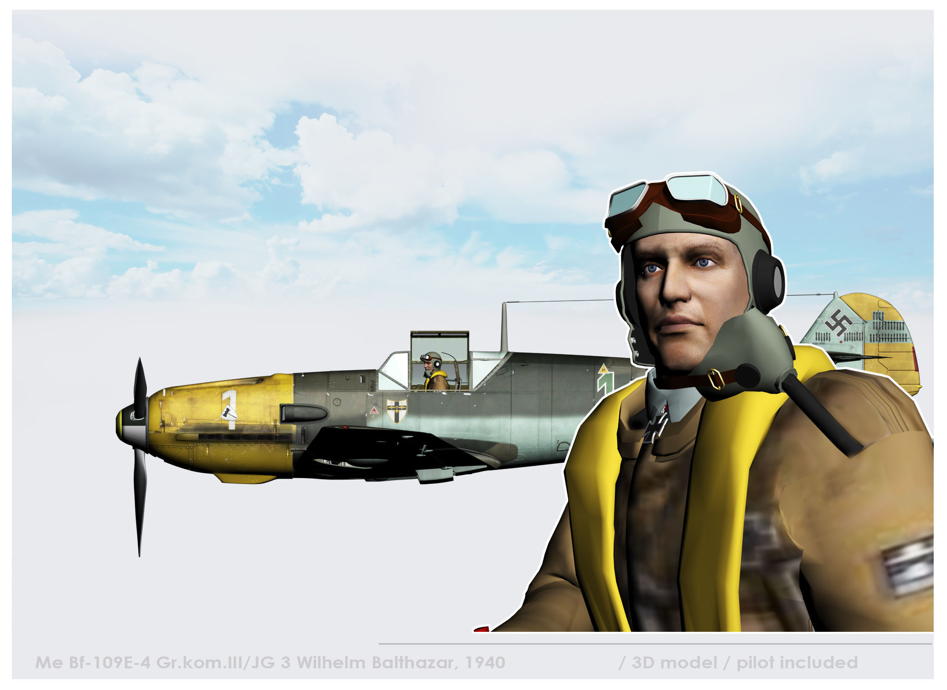  Messerschmitt Bf-109E-4 Green 1 3D model_9