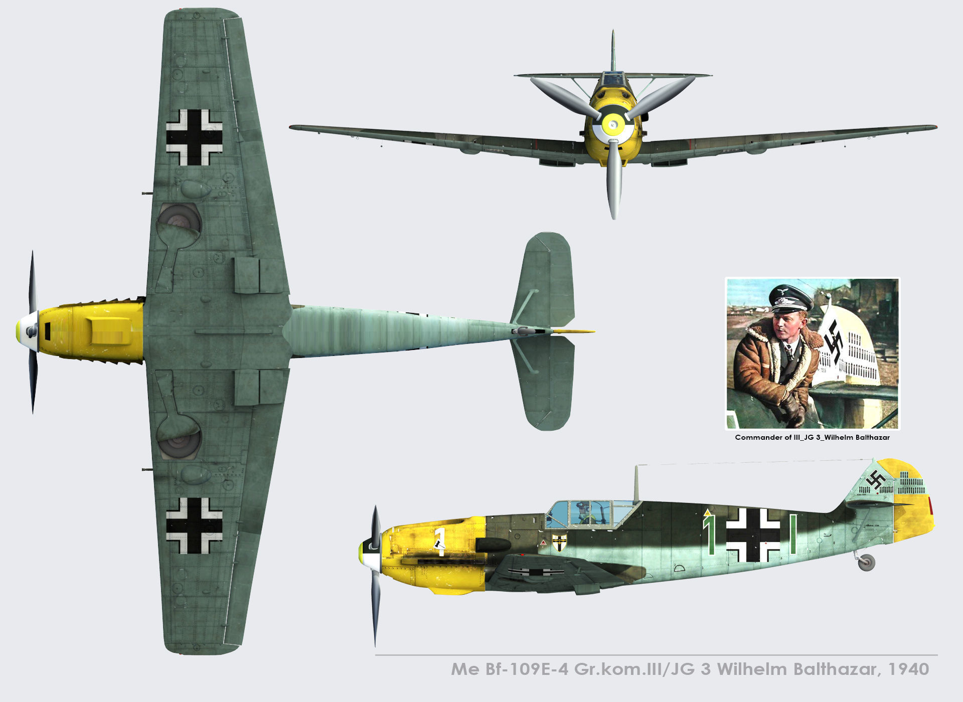  Messerschmitt Bf-109E-4 Green 1 3D model_4