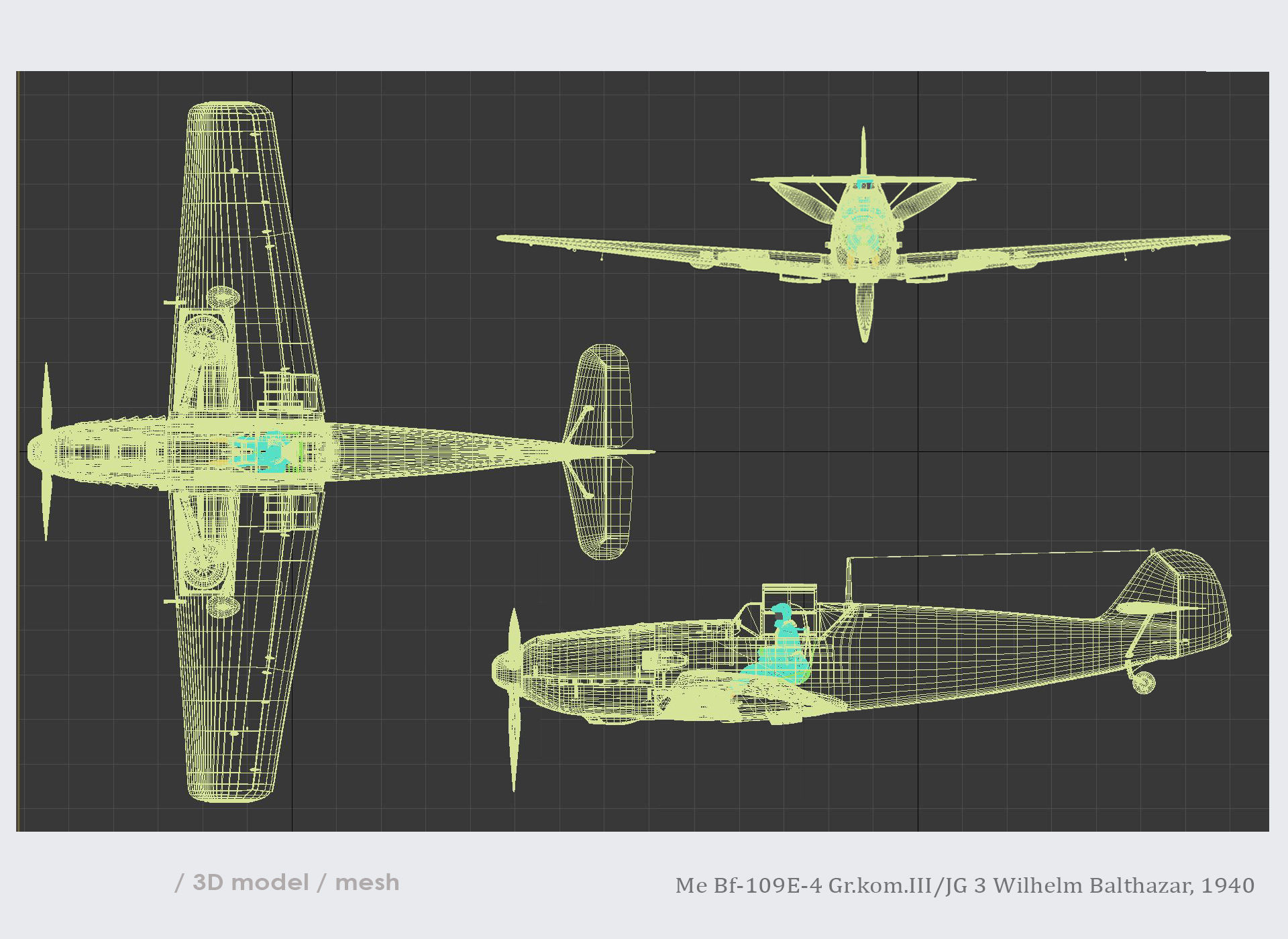  Messerschmitt Bf-109E-4 Green 1 3D model_16