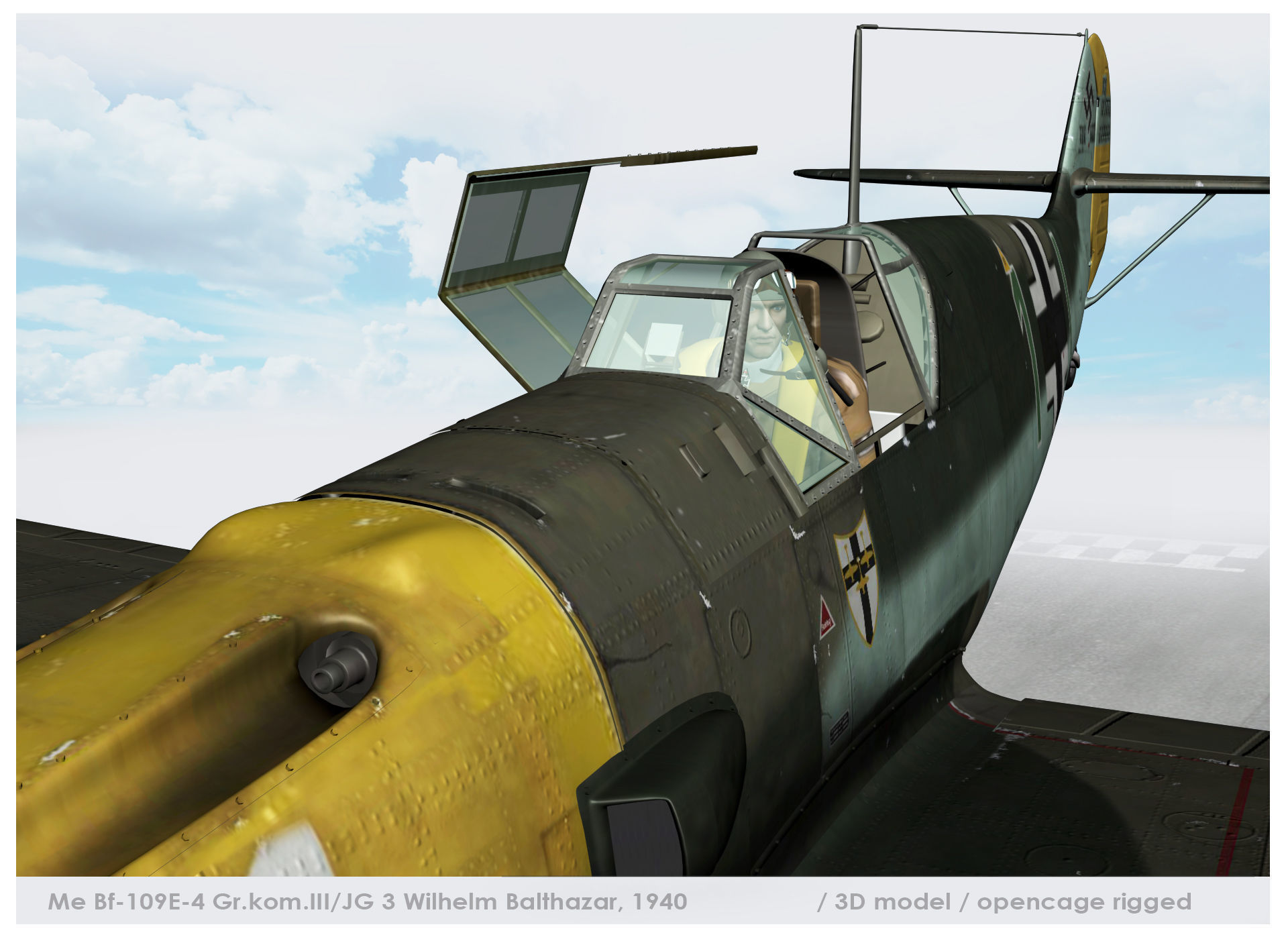  Messerschmitt Bf-109E-4 Green 1 3D model_10