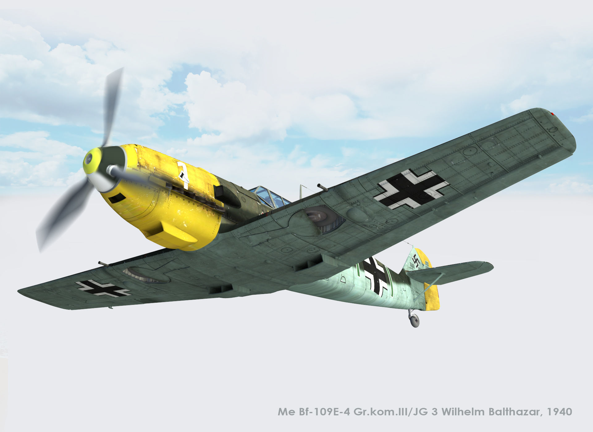  Messerschmitt Bf-109E-4 Green 1 3D model_5