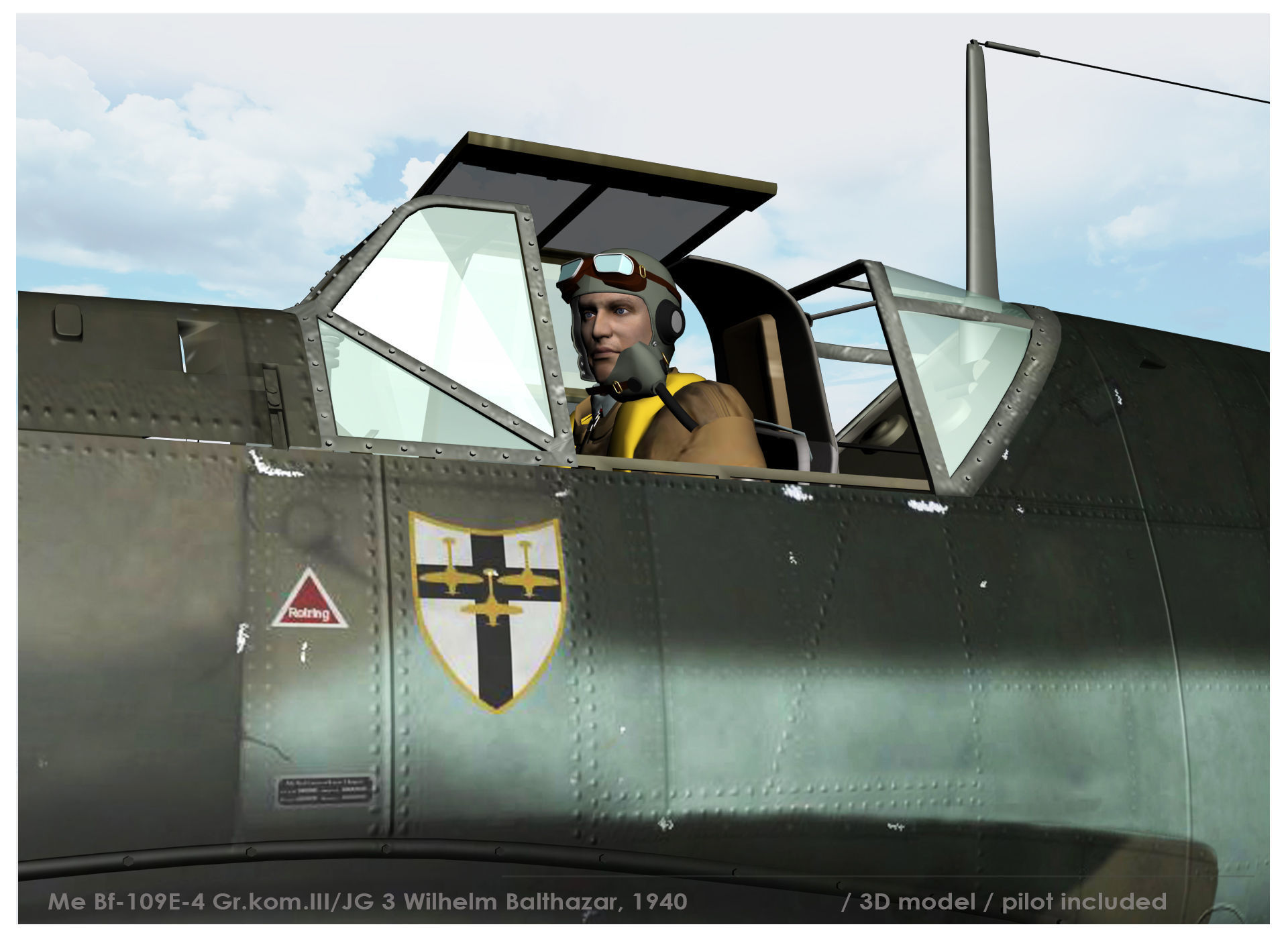  Messerschmitt Bf-109E-4 Green 1 3D model_11