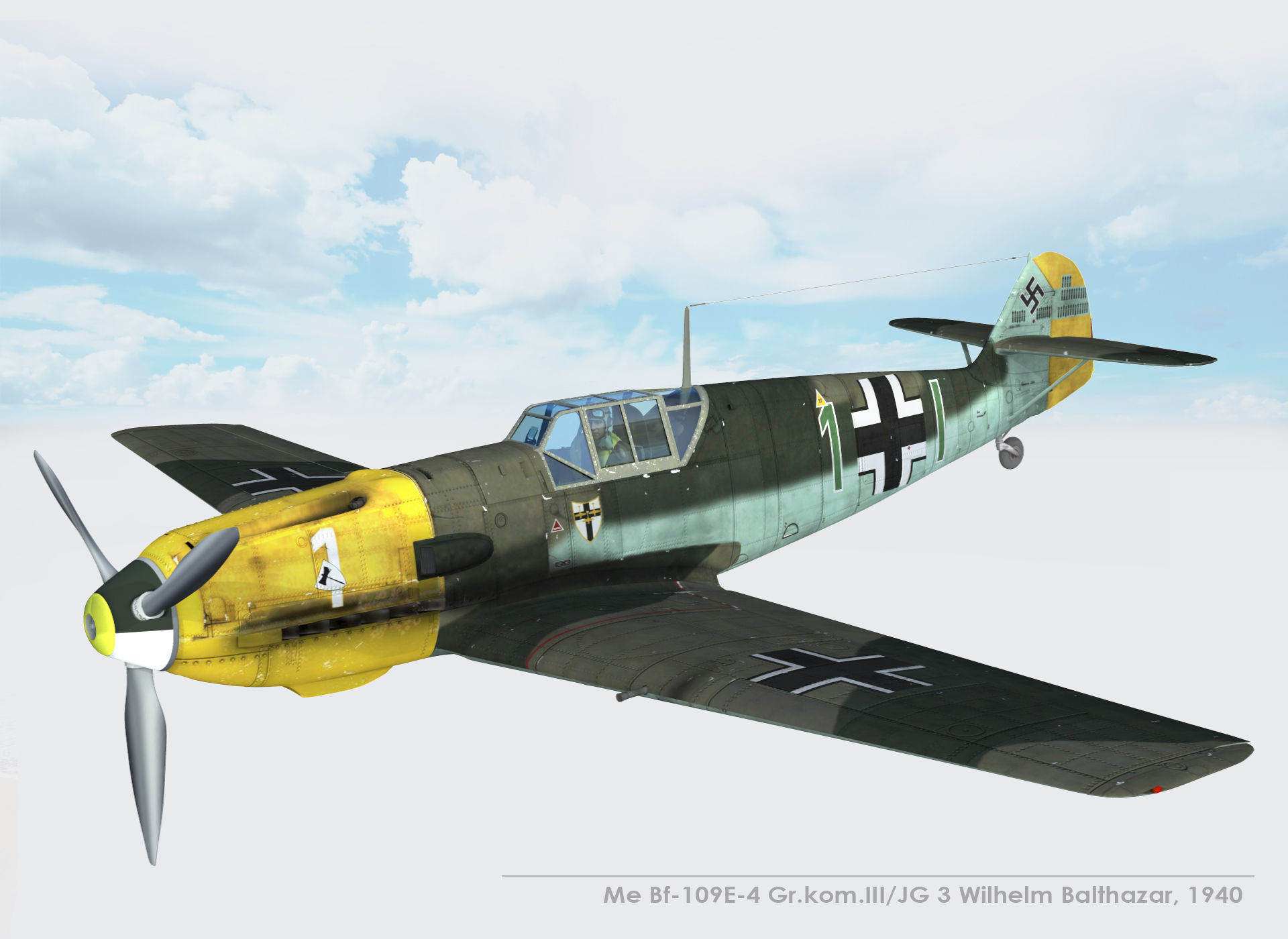  Messerschmitt Bf-109E-4 Green 1 3D model_13