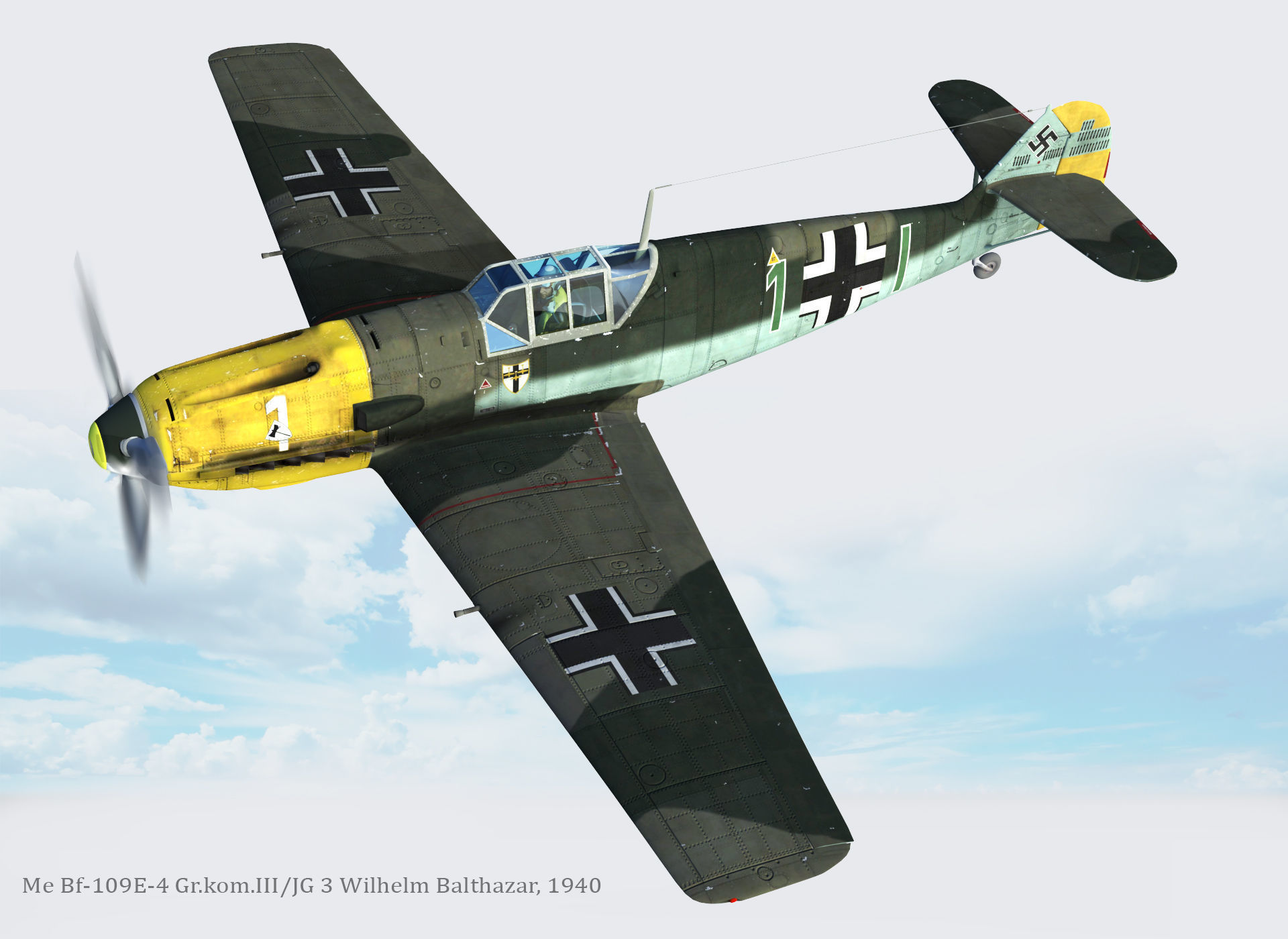  Messerschmitt Bf-109E-4 Green 1 3D model_6