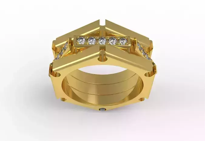 Unique Diamond Bars Eternity Band for Men 3D print model