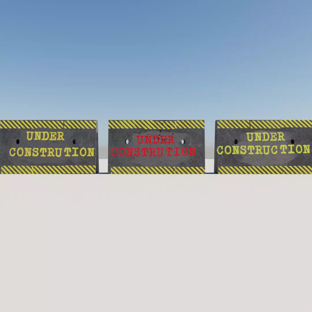 Under construction blockade Low-poly 3D model