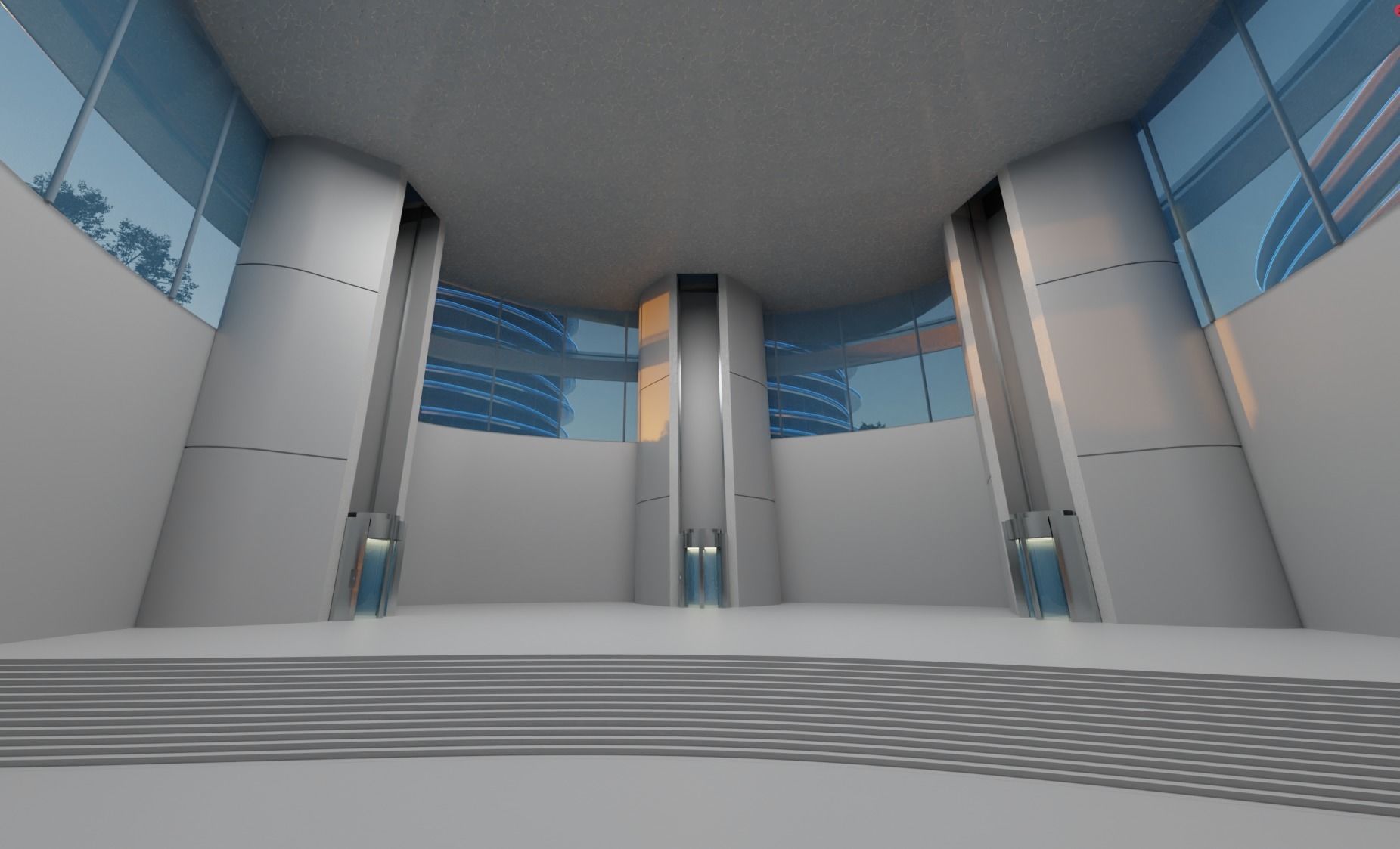 Futuristic city very detailed with interiors and folliage 3D model_3