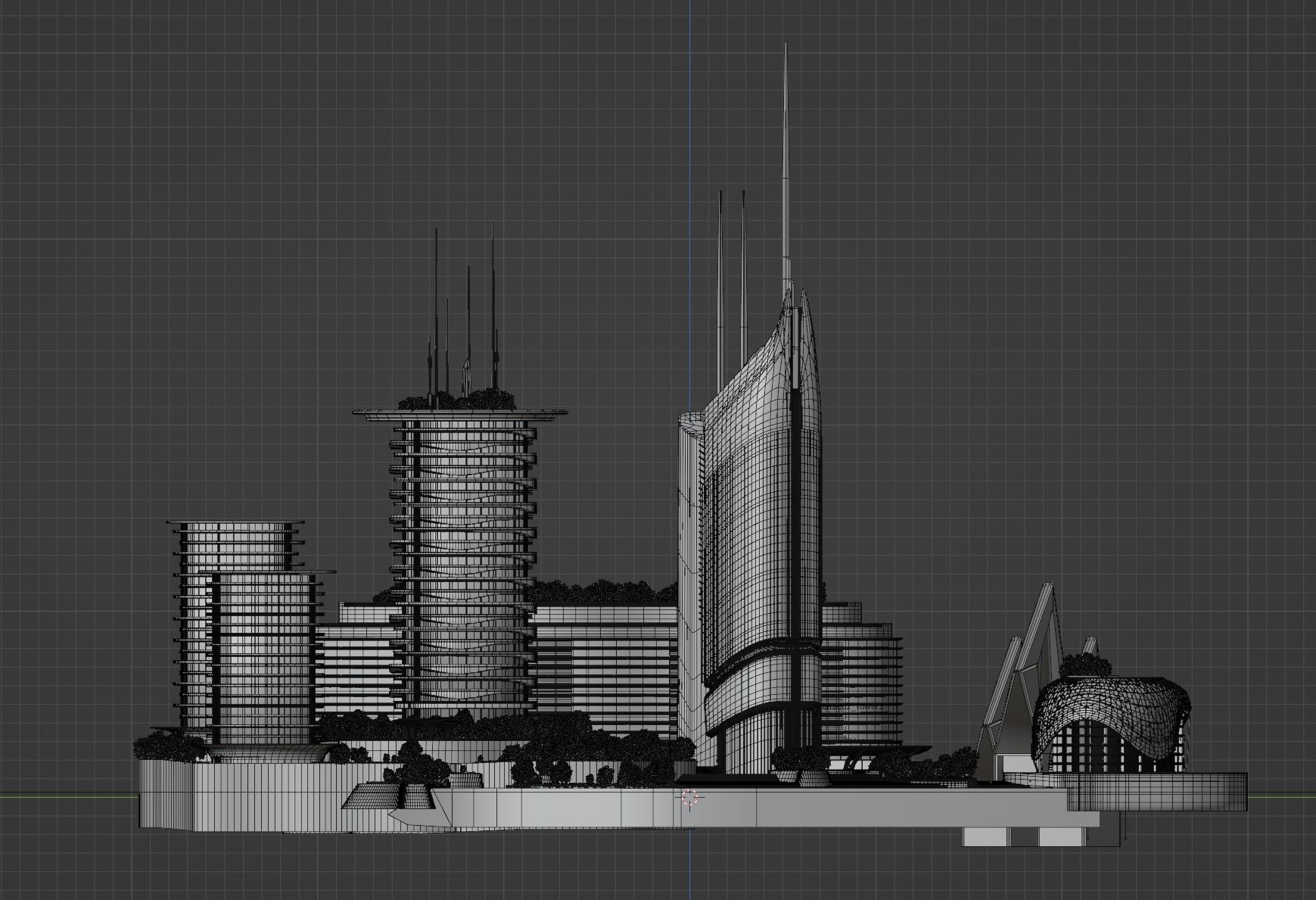 Futuristic city very detailed with interiors and folliage 3D model_9