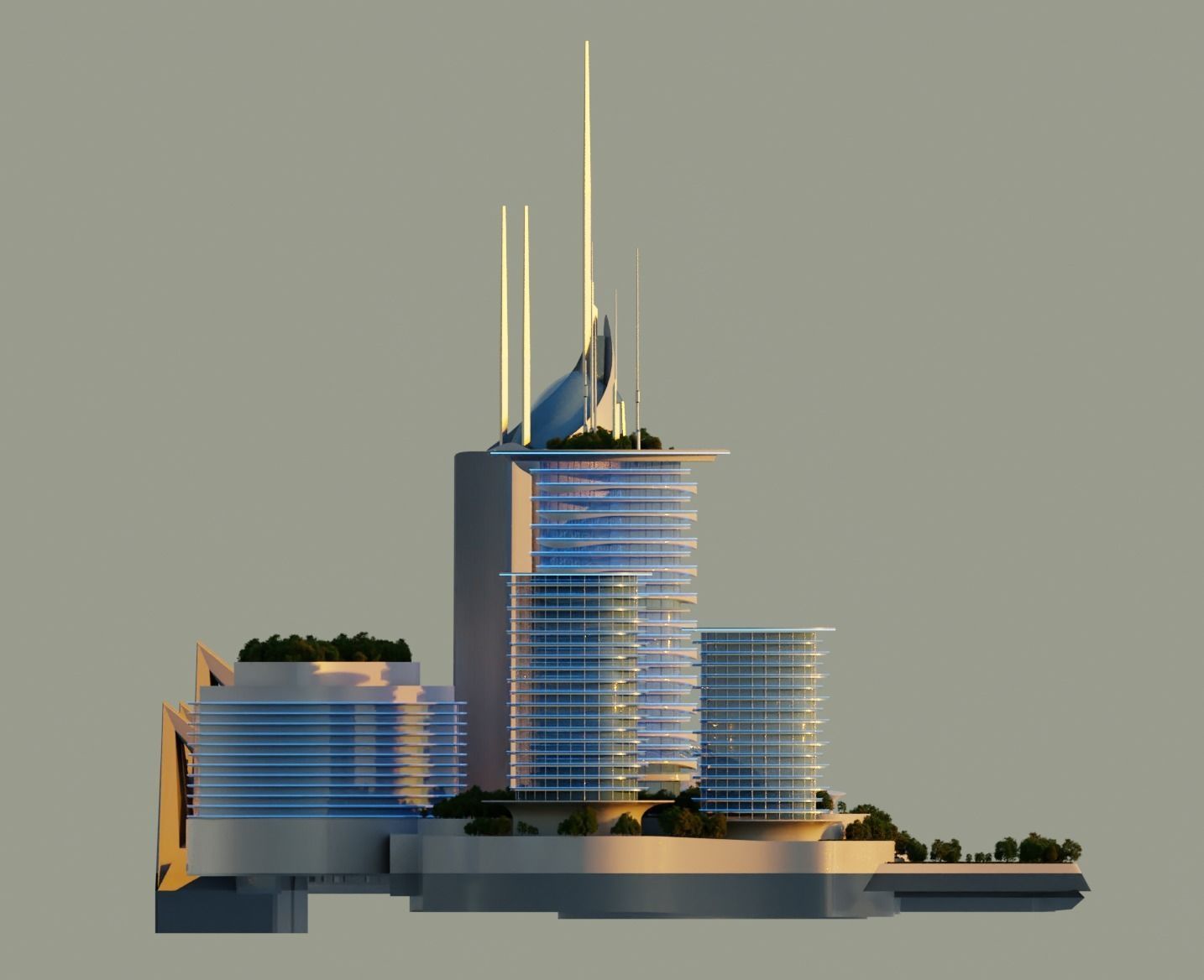 Futuristic city very detailed with interiors and folliage 3D model_6