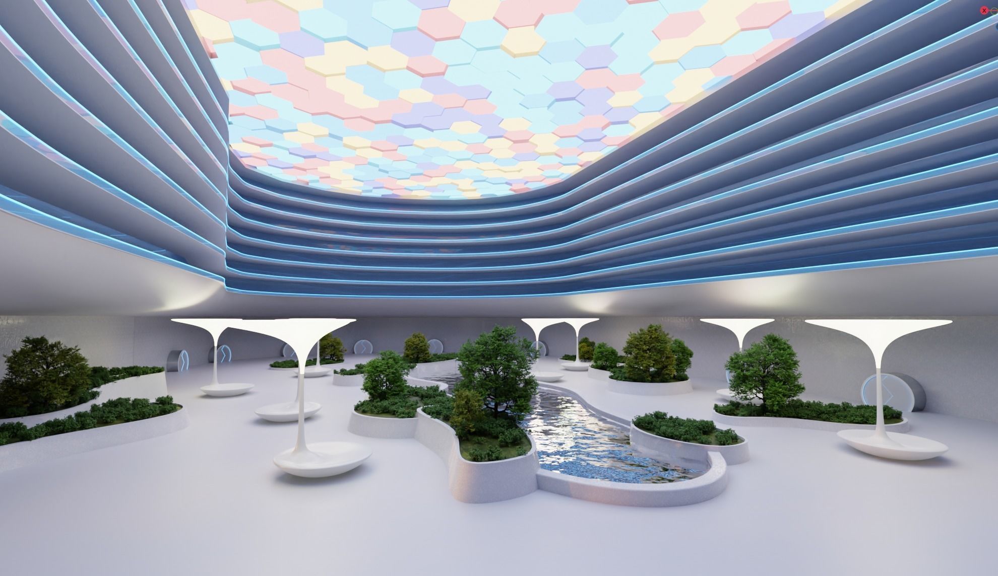 Futuristic city very detailed with interiors and folliage 3D model_1