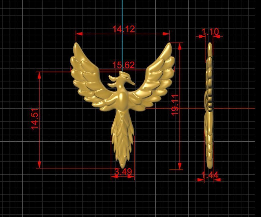 Phoenix Pendant o2 3D print model_1