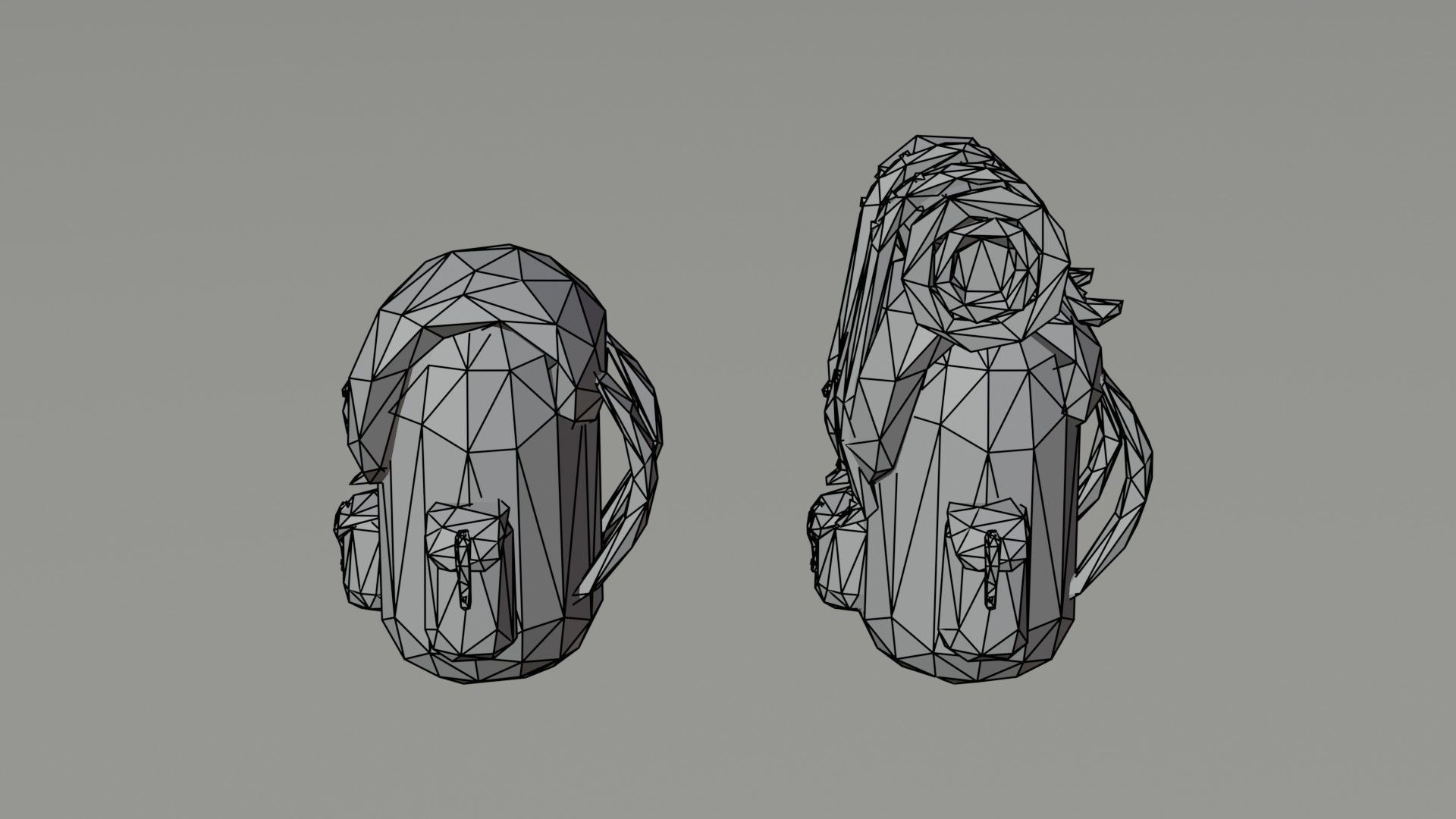 Cartoon fantasy backpack Polygonal Style Low-poly 3D model_5